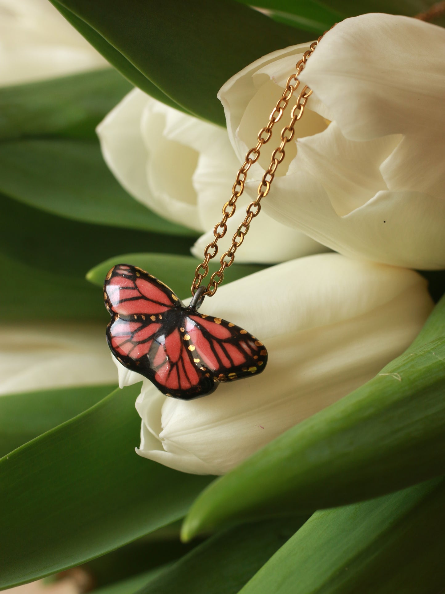 Monarch butterfly necklace