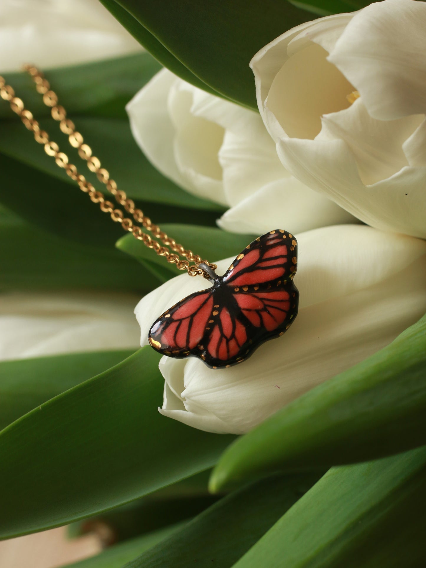 Monarch butterfly necklace
