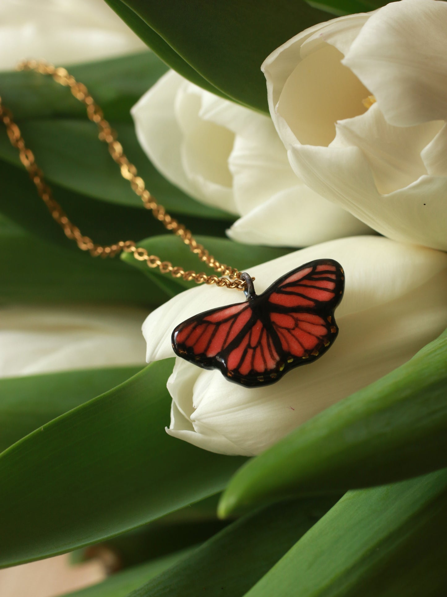 Monarch butterfly necklace