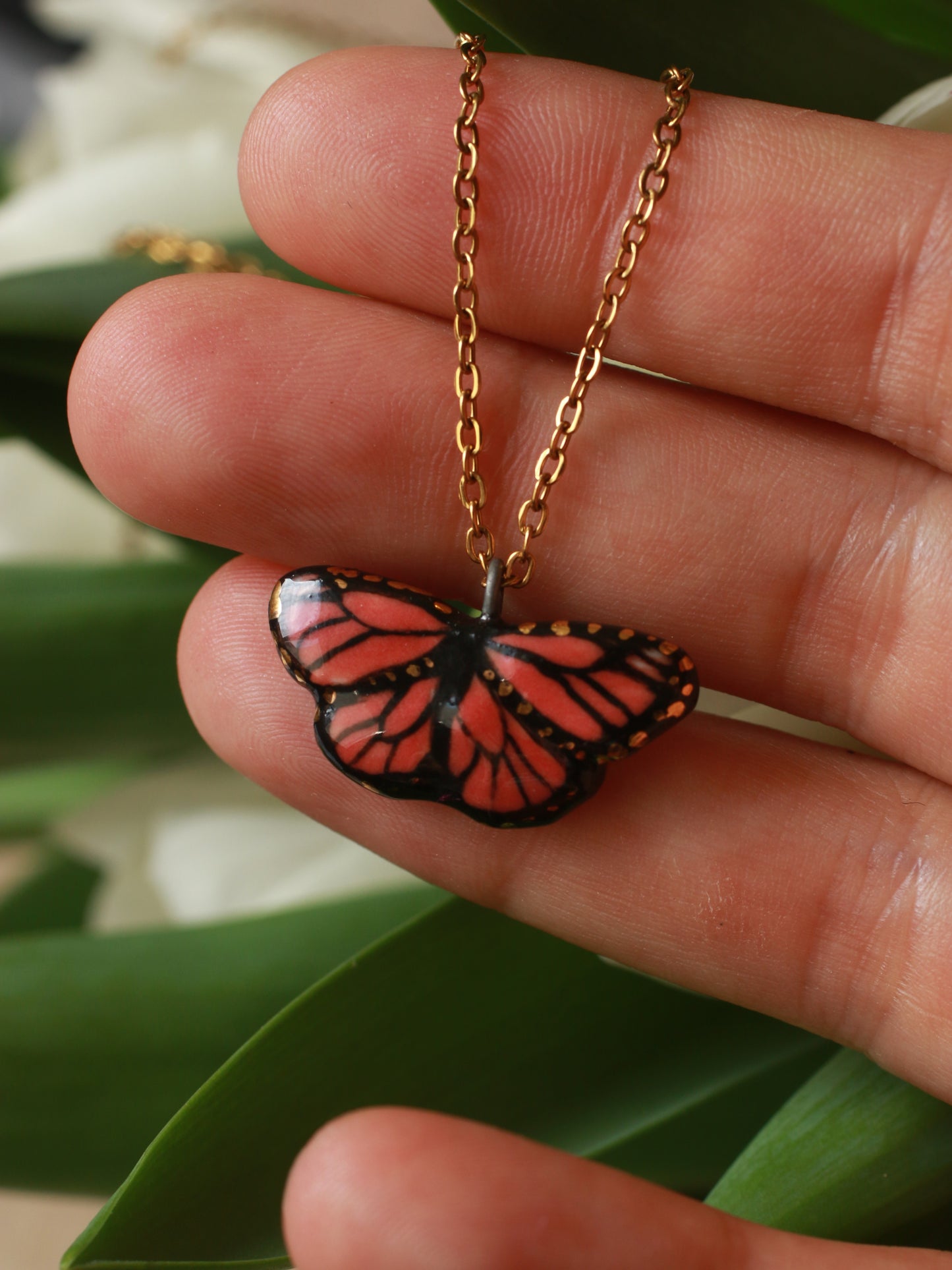 Monarch butterfly necklace