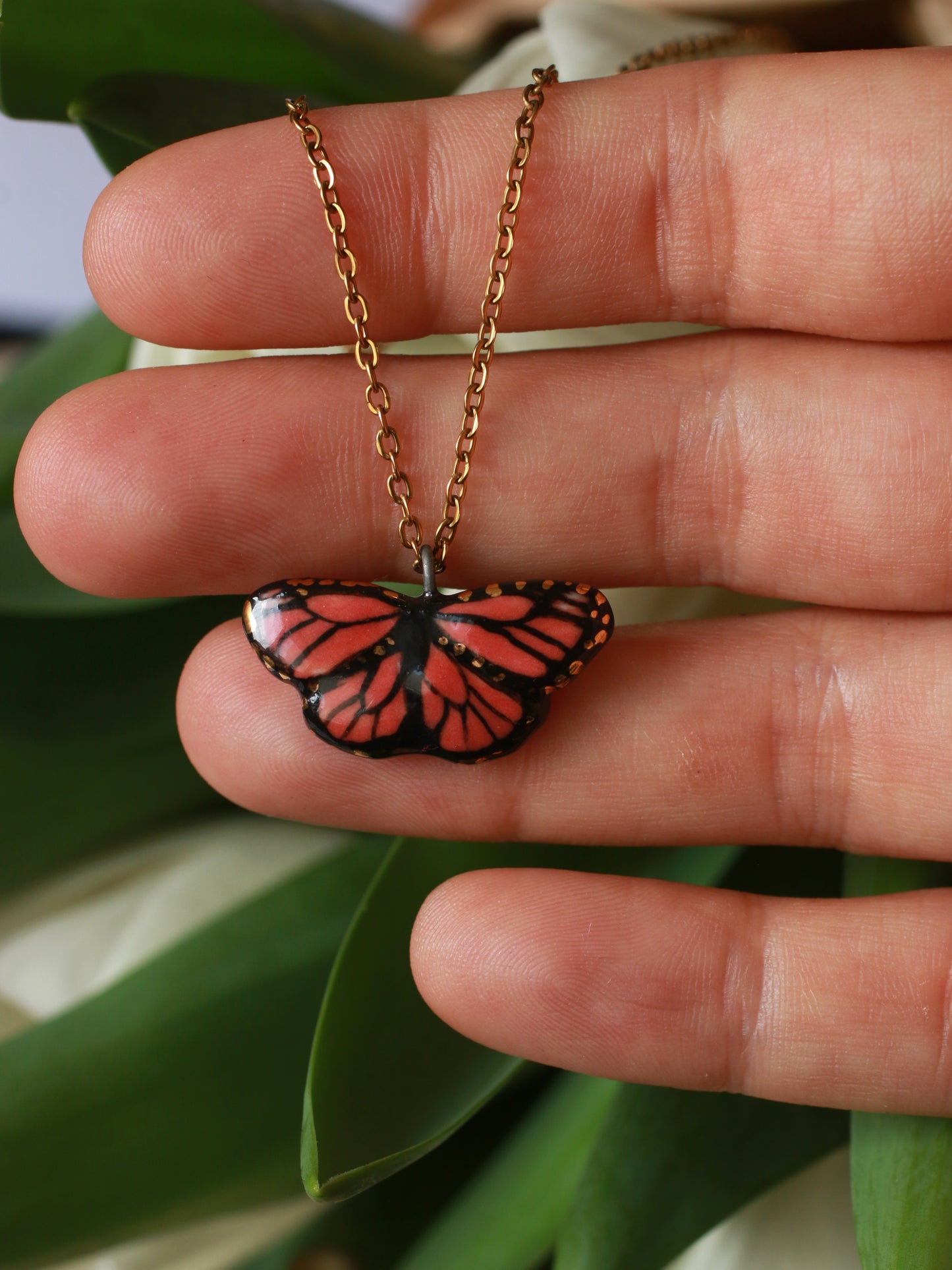 Monarch butterfly necklace
