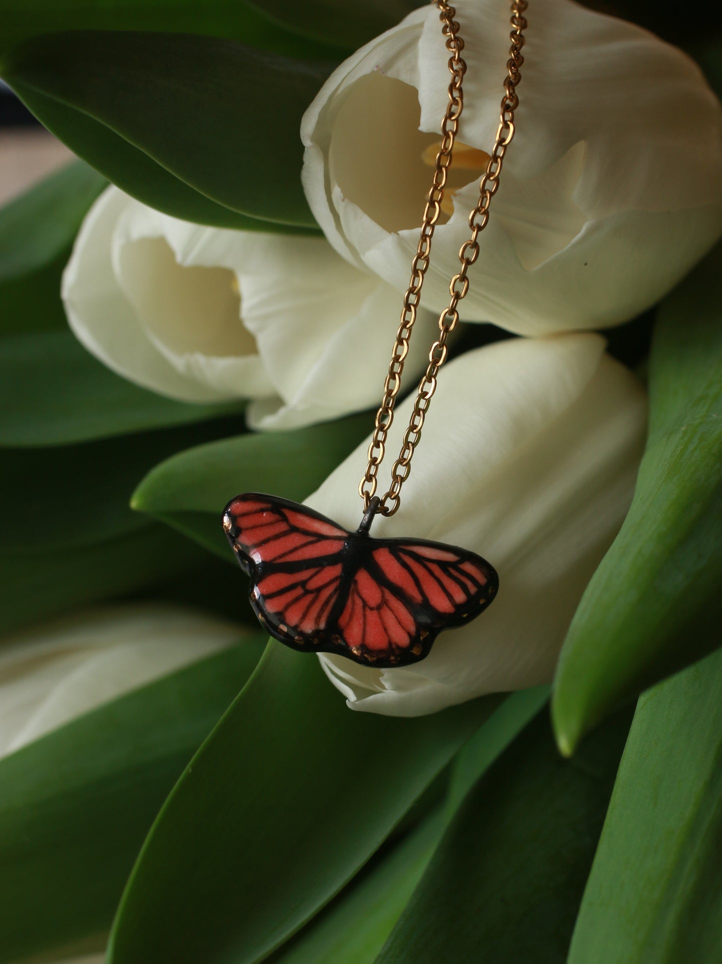 Monarch butterfly necklace