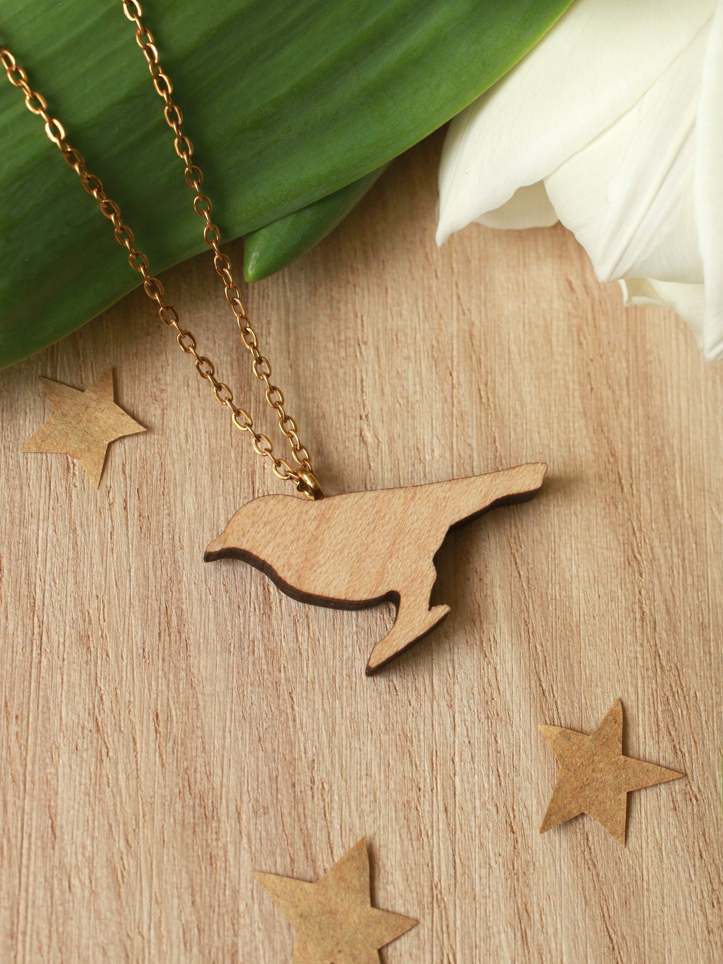 Nightingale necklace - wooden bird pendant