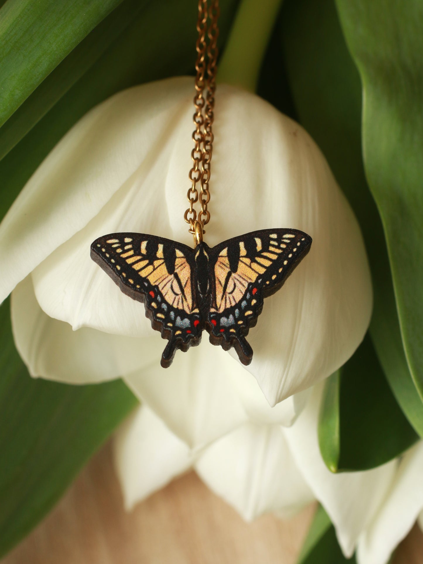 Tiger swallowtail butterfly necklace