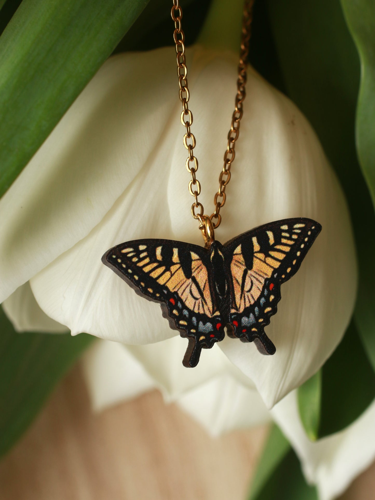 Tiger swallowtail butterfly necklace