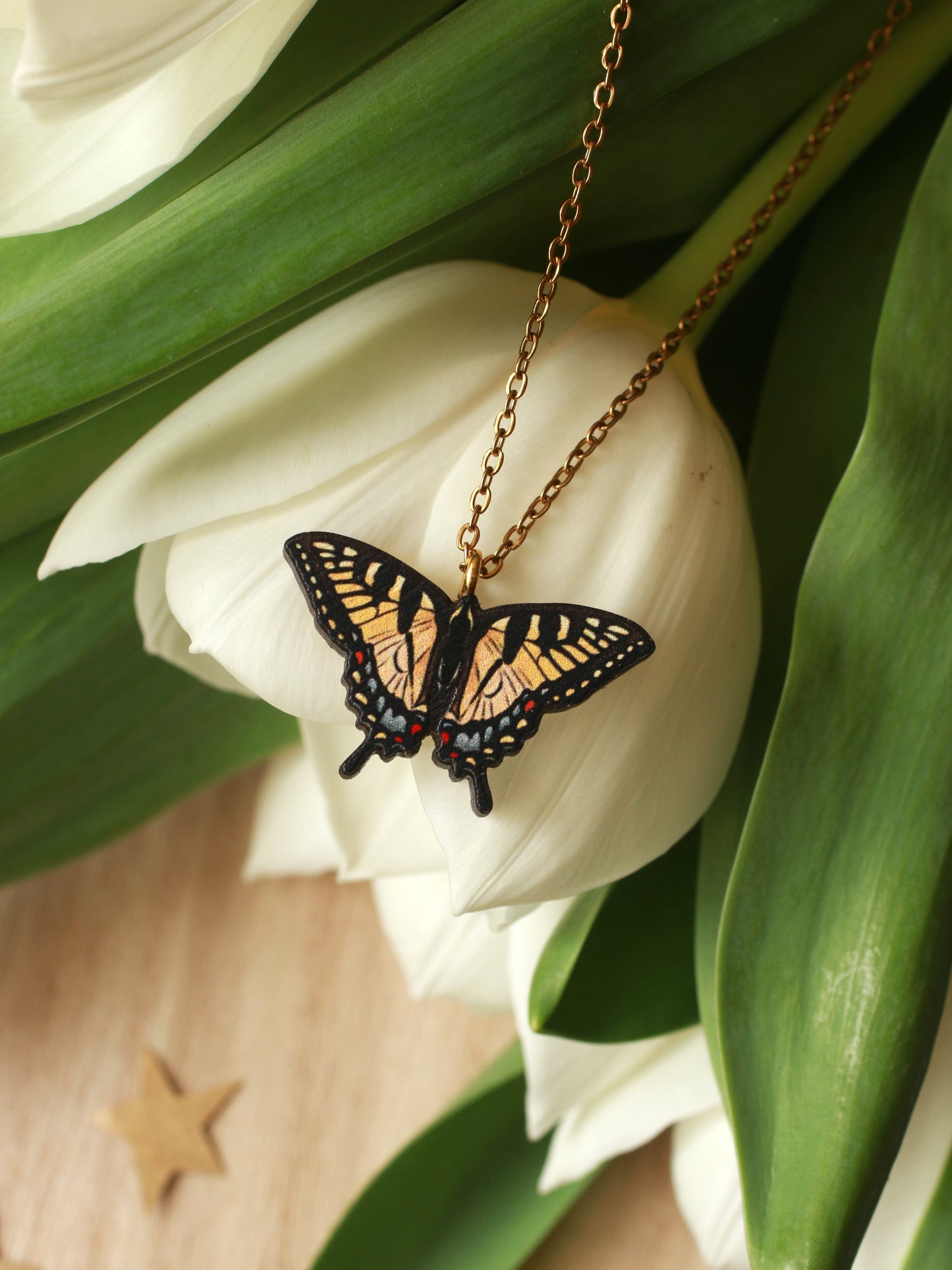 Tiger swallowtail butterfly necklace