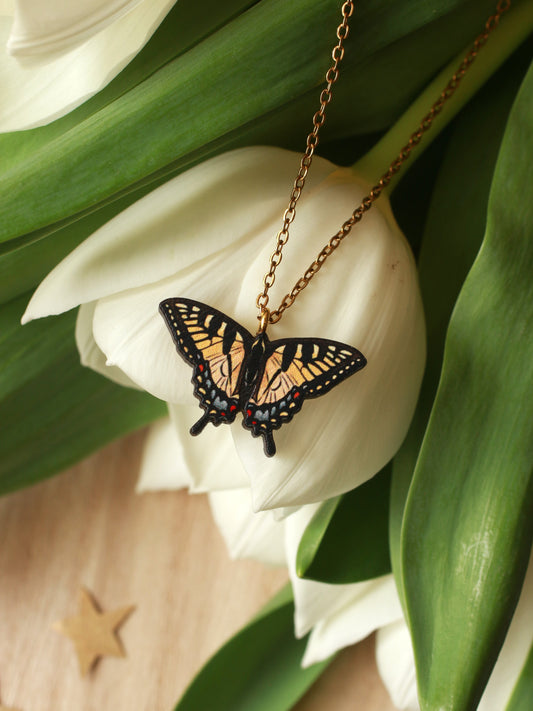 Tiger swallowtail butterfly necklace