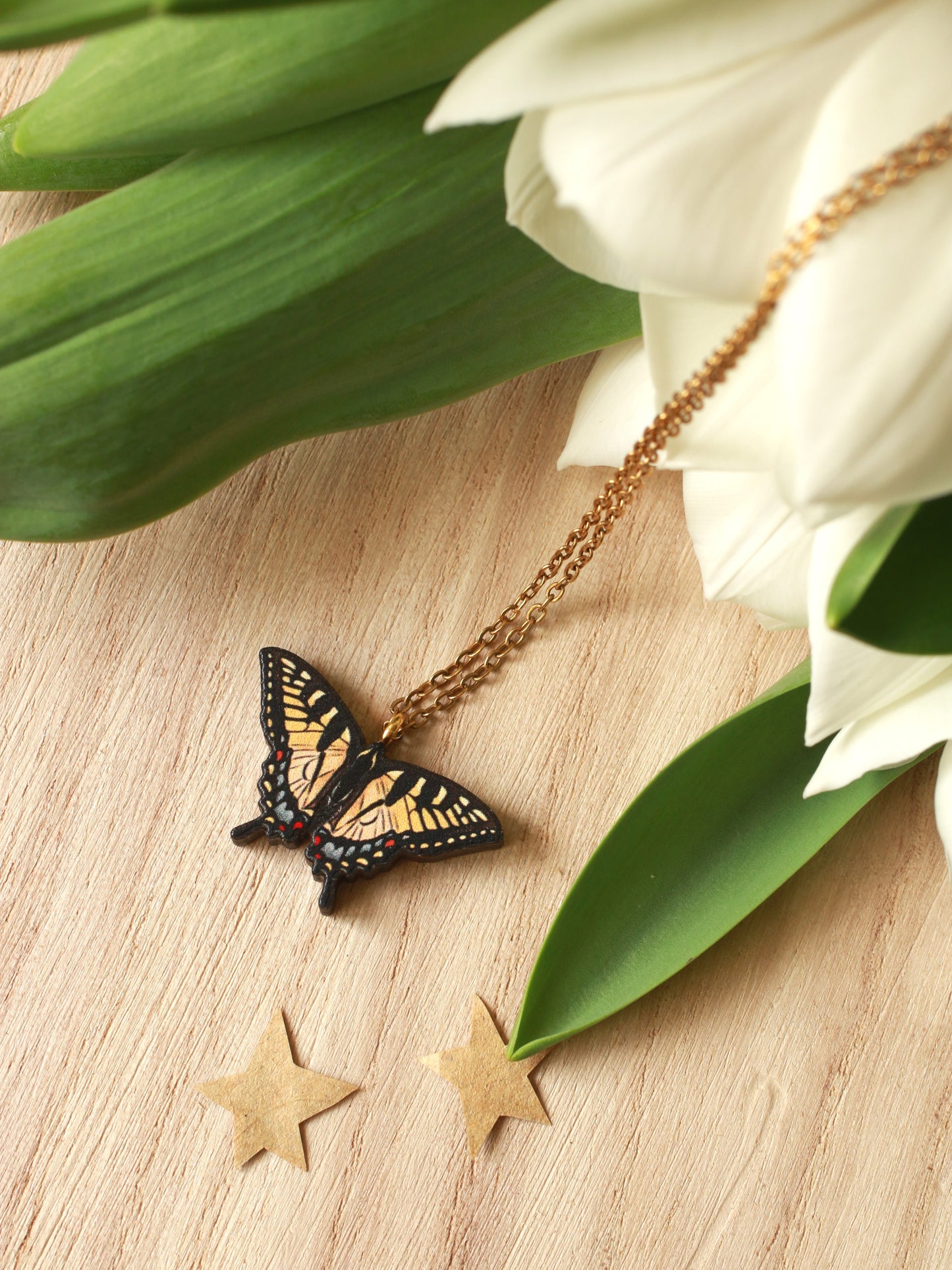 Tiger swallowtail butterfly necklace
