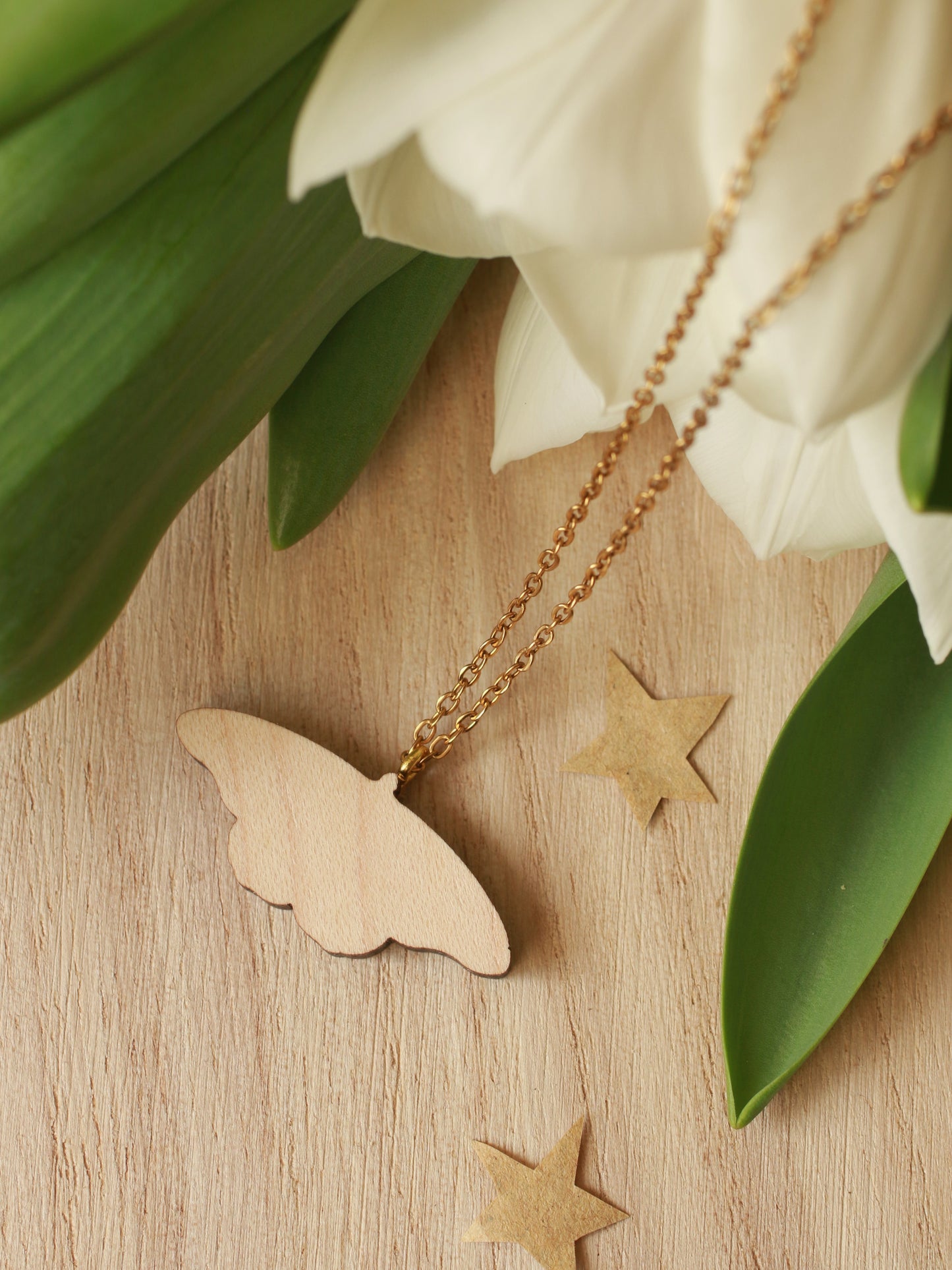 Monarch butterfly - wooden necklace