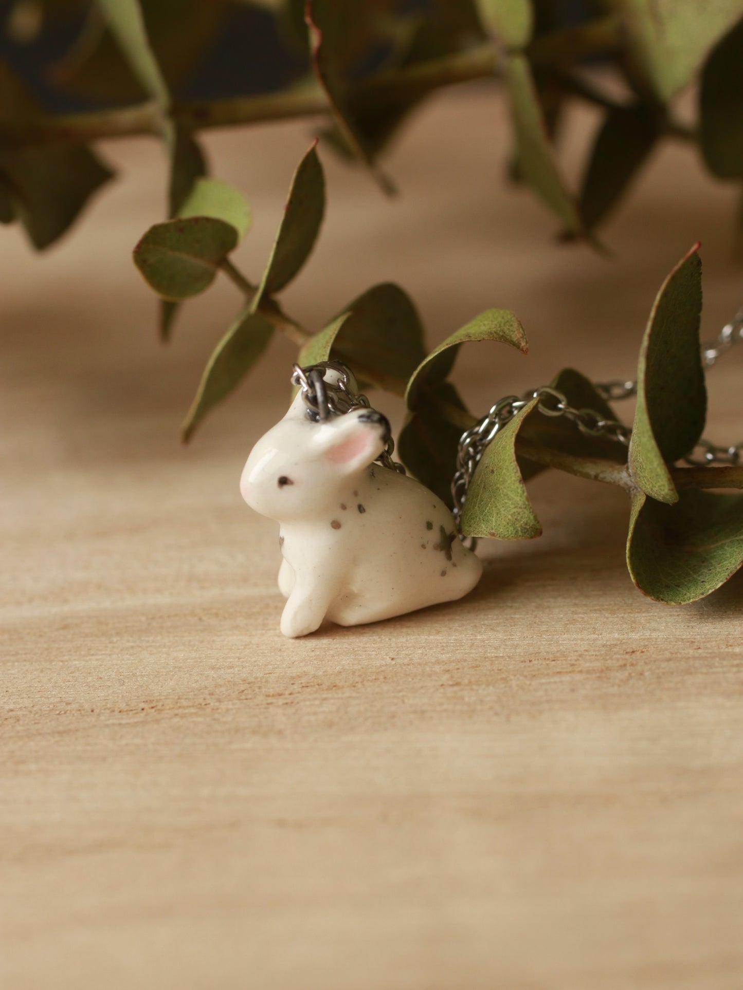 White bunny necklace
