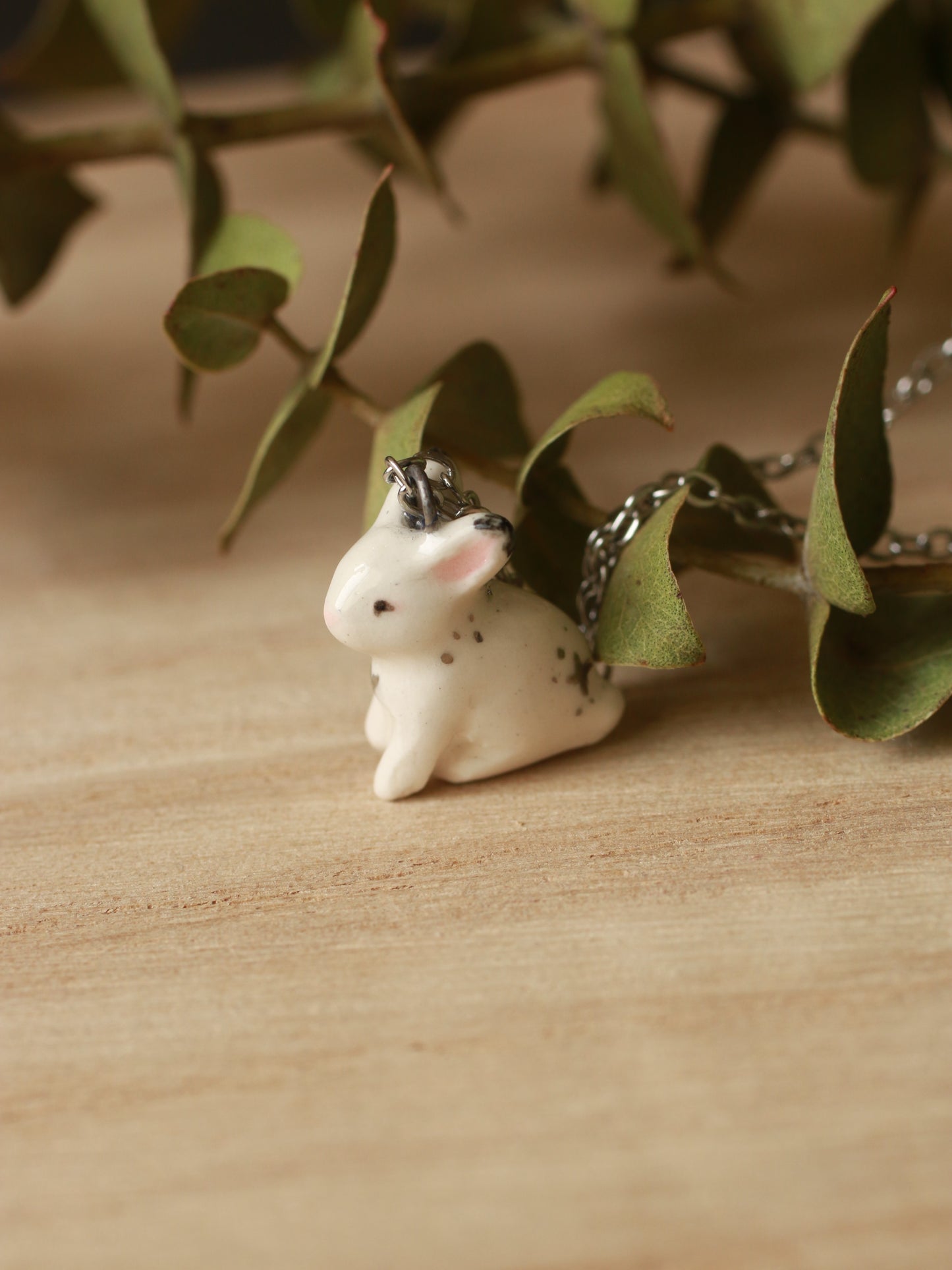 White bunny necklace