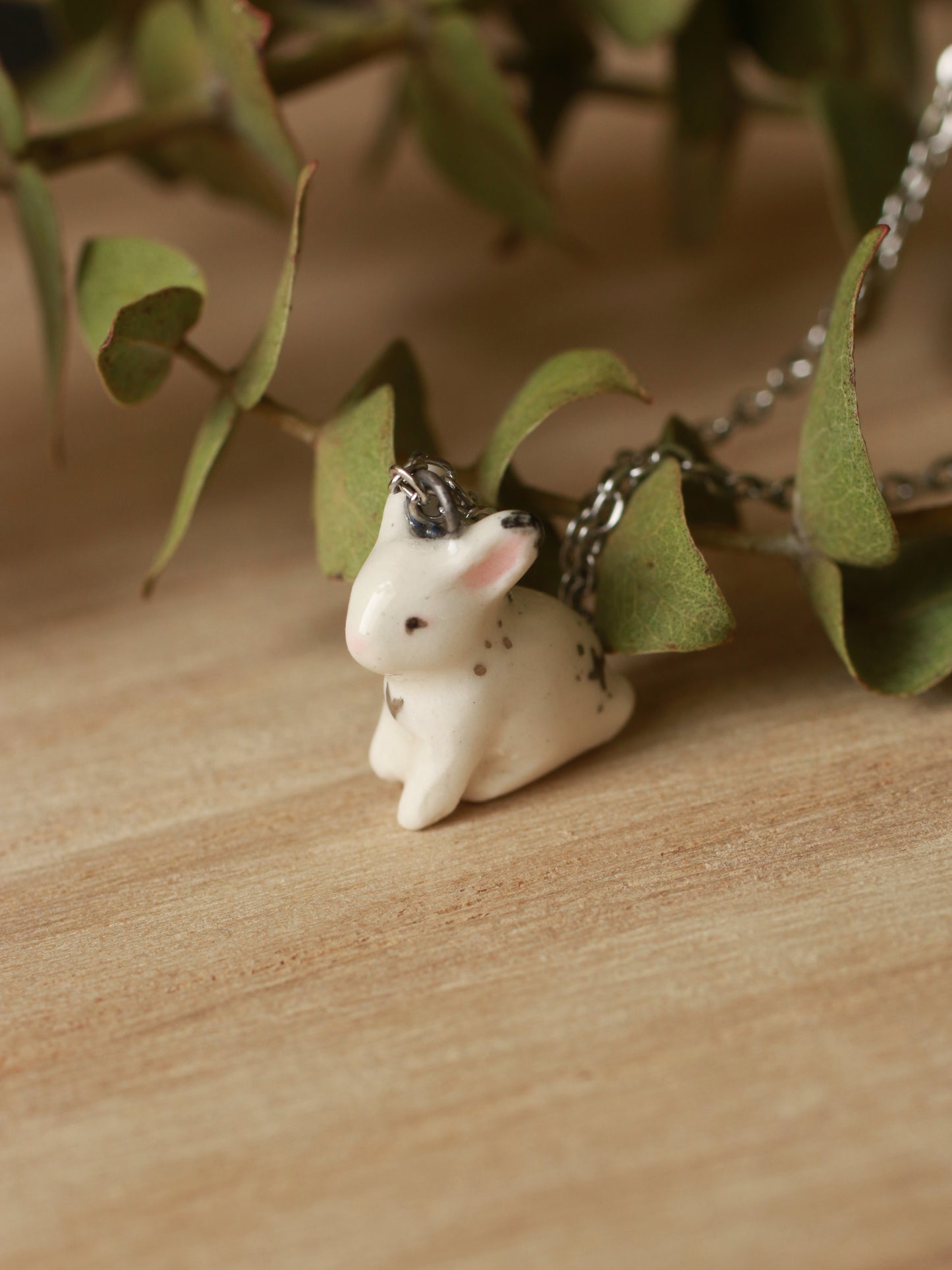 White bunny necklace