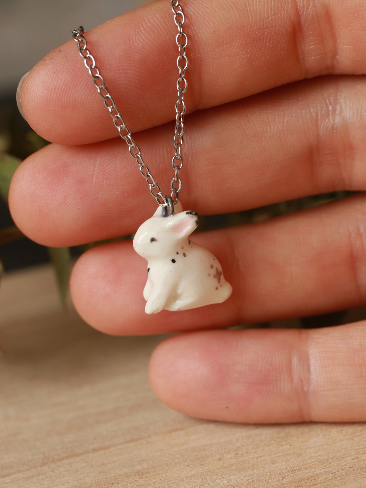 White bunny necklace
