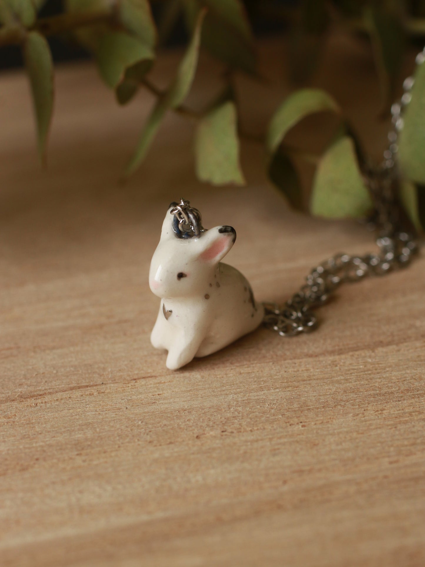 White bunny necklace