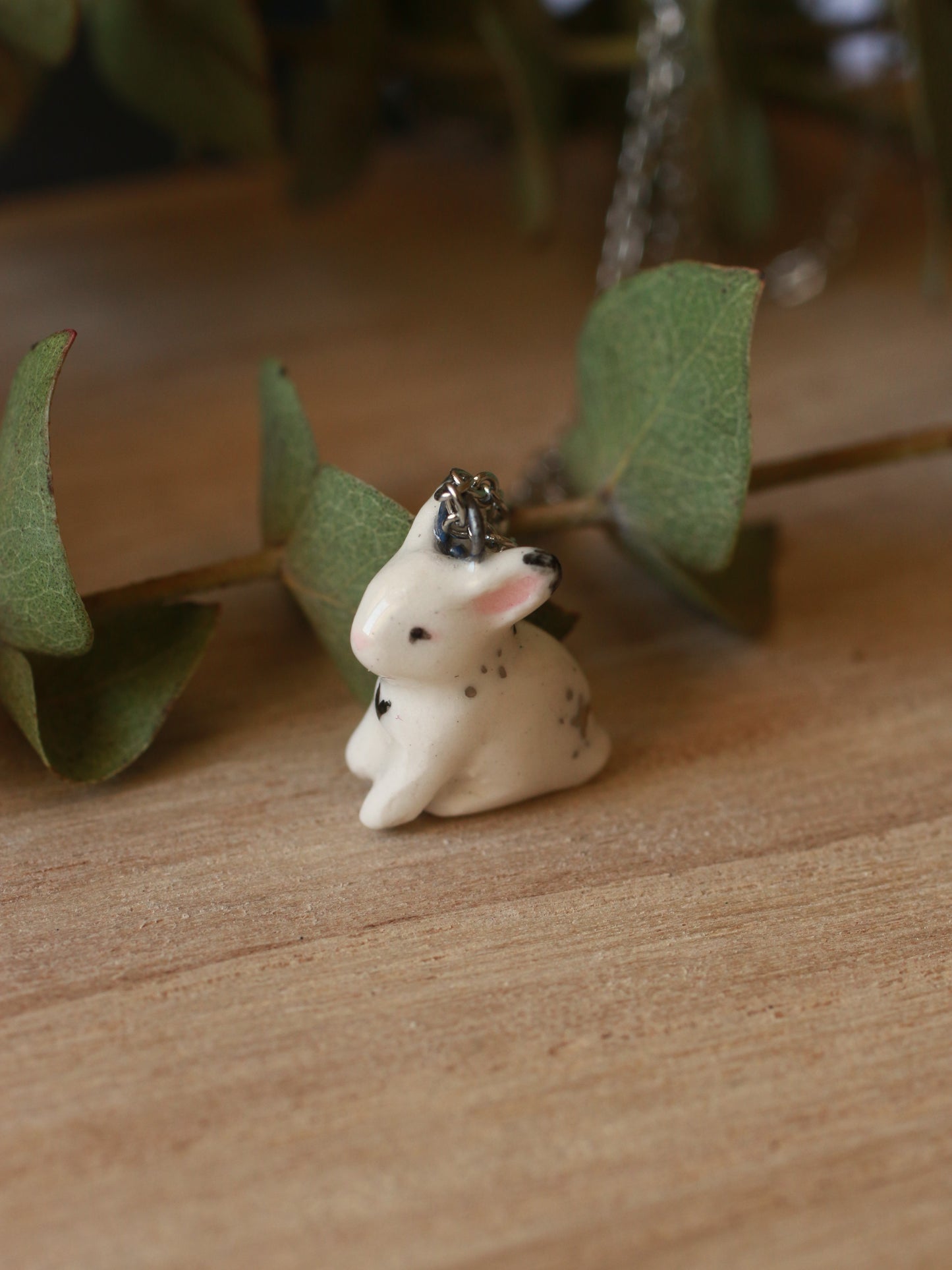White bunny necklace