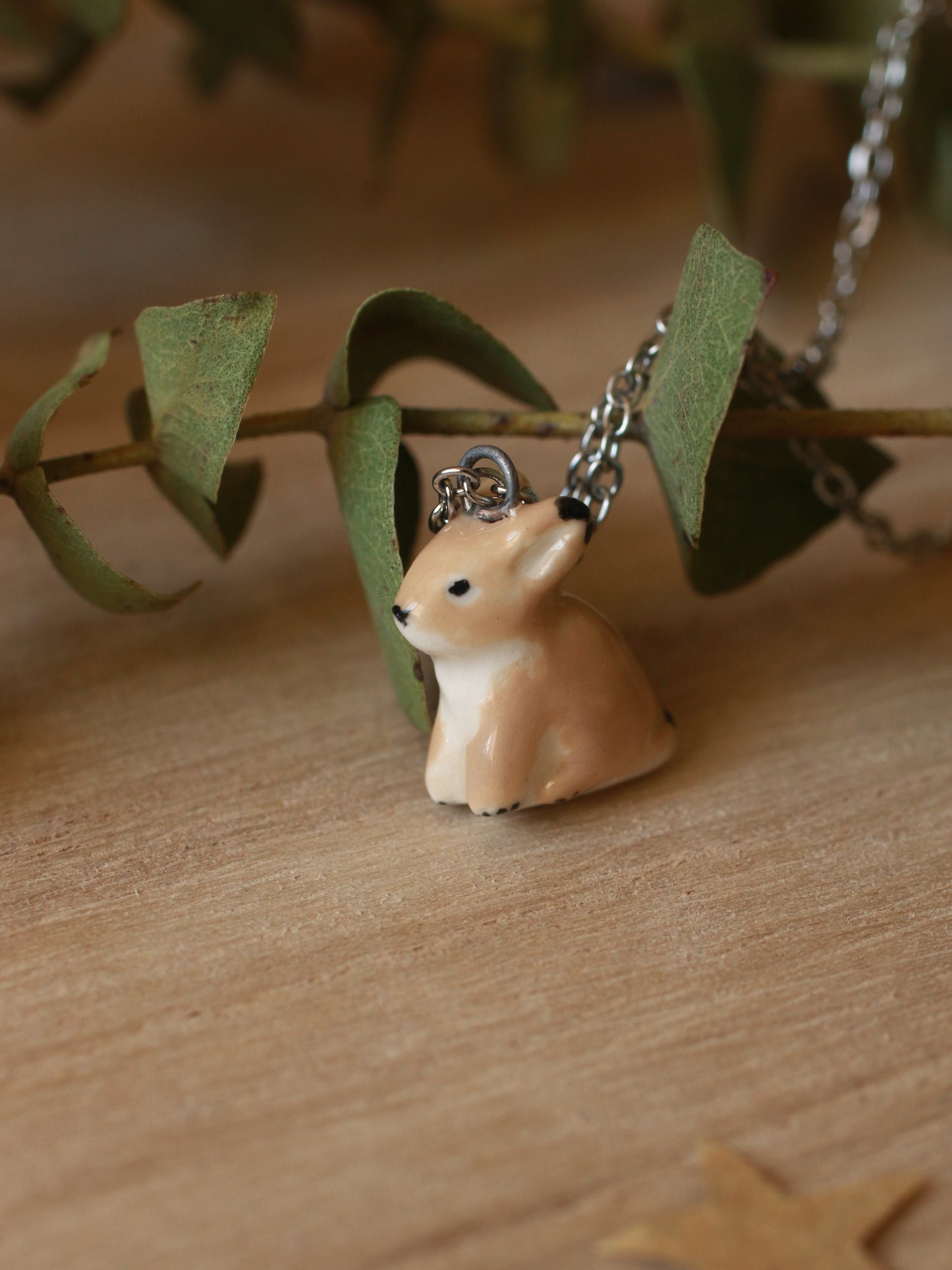 Light brown bunny necklace