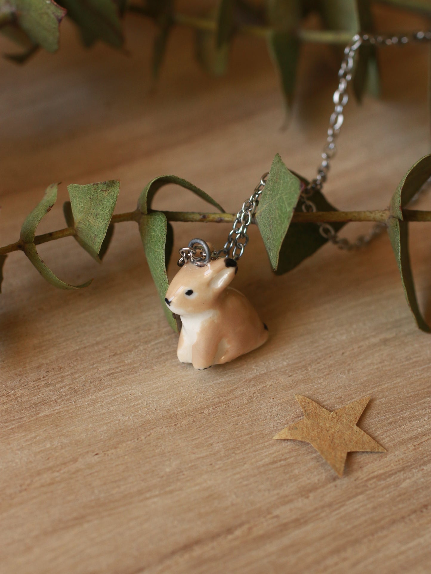 Light brown bunny necklace