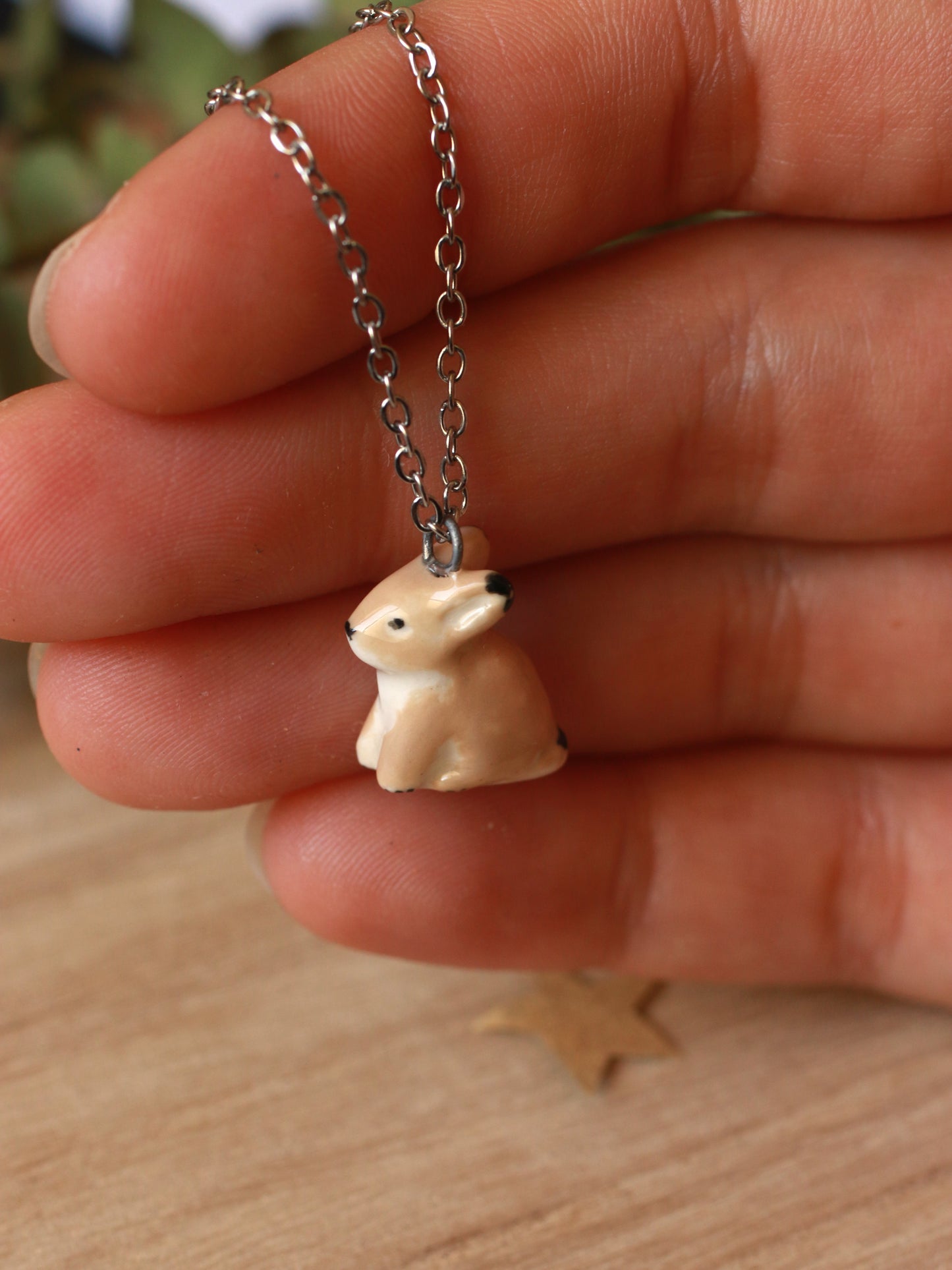 Light brown bunny necklace