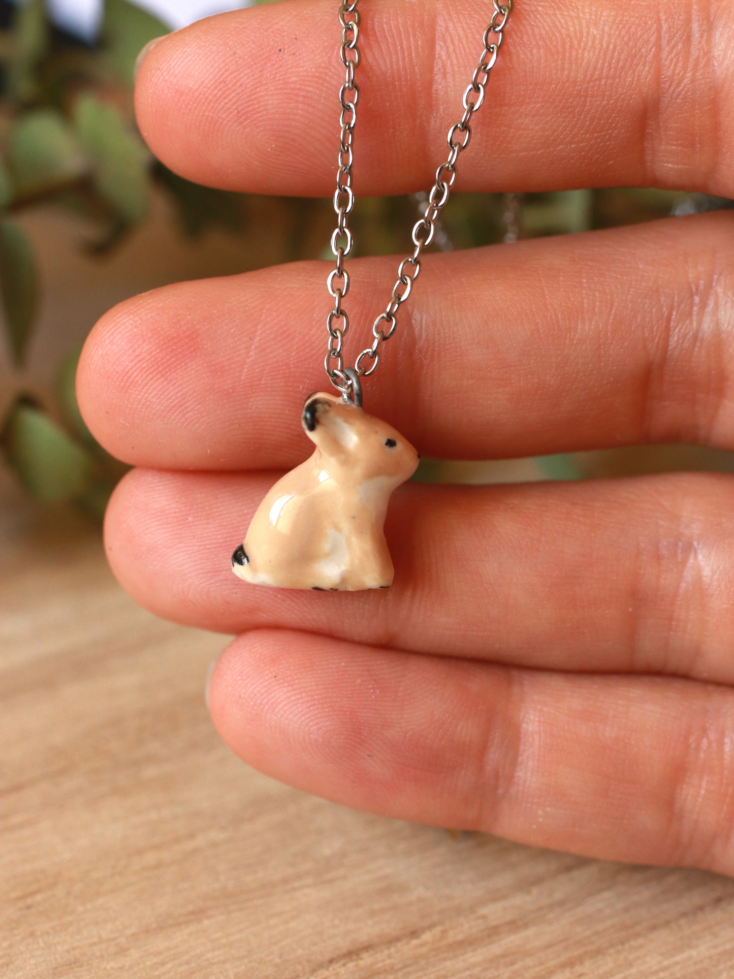 Light brown bunny necklace