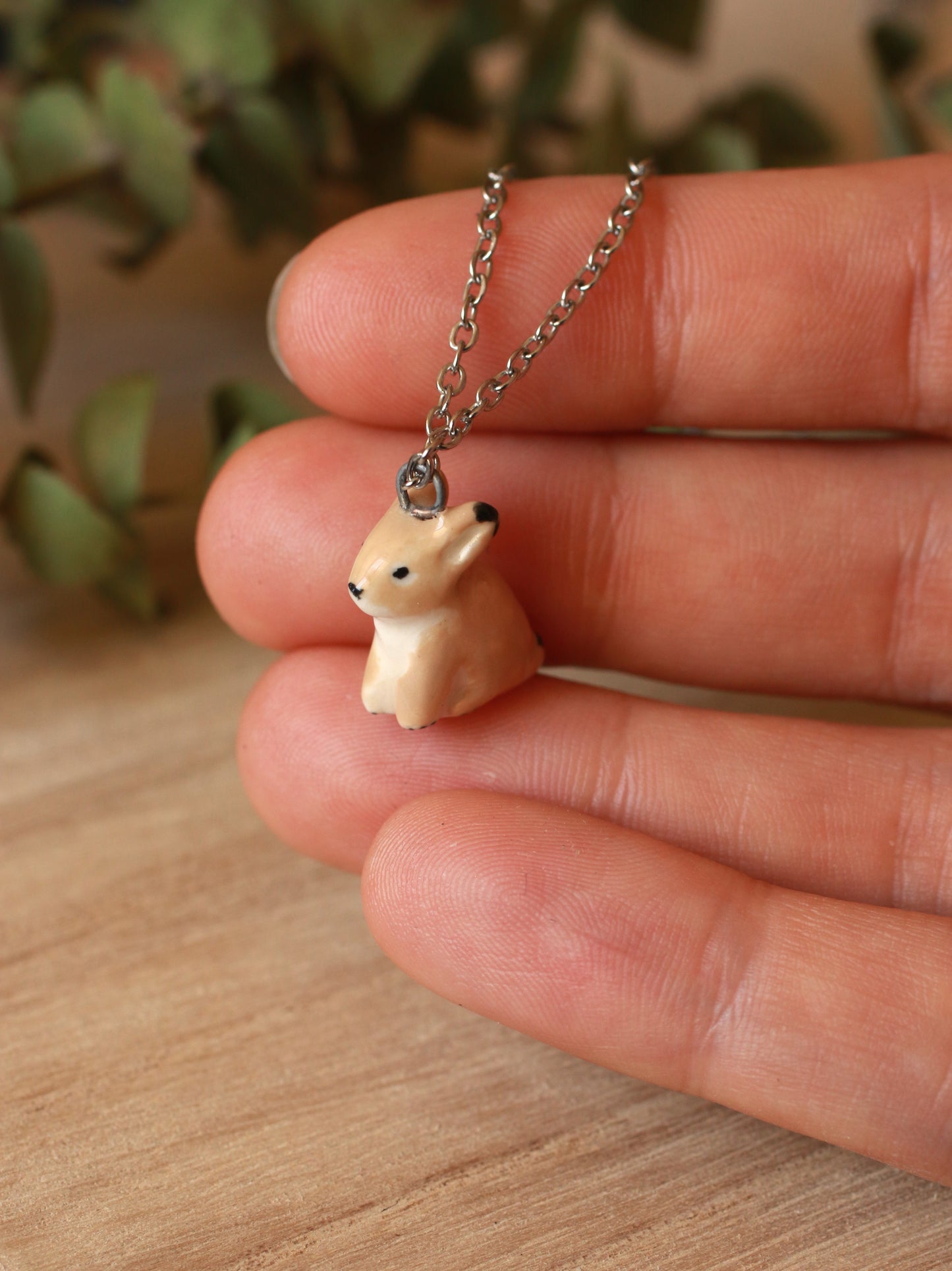Light brown bunny necklace