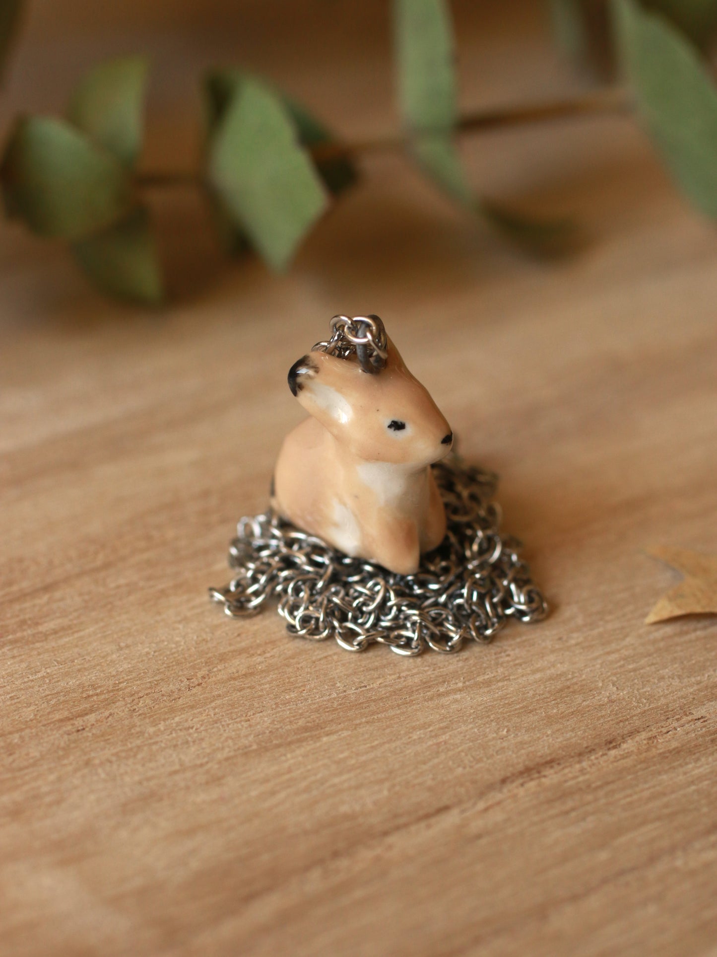 Light brown bunny necklace
