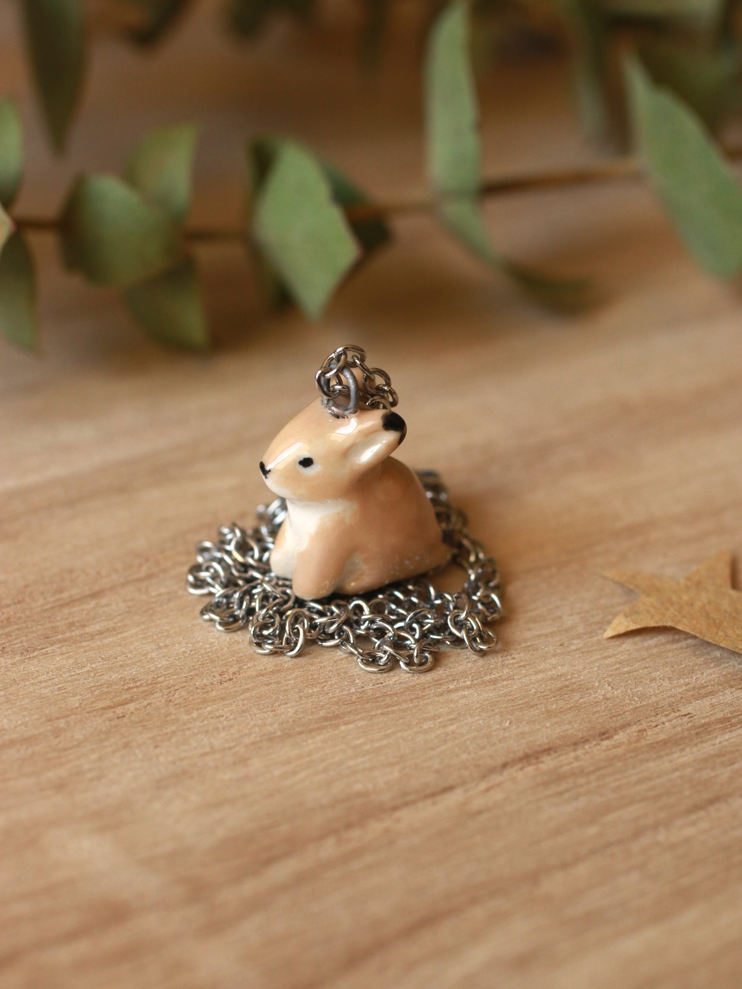 Light brown bunny necklace