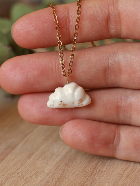 Ceramic tiny cloud necklace