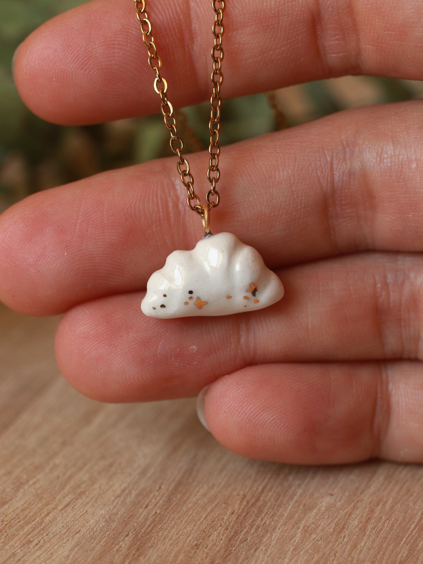 Ceramic tiny cloud necklace