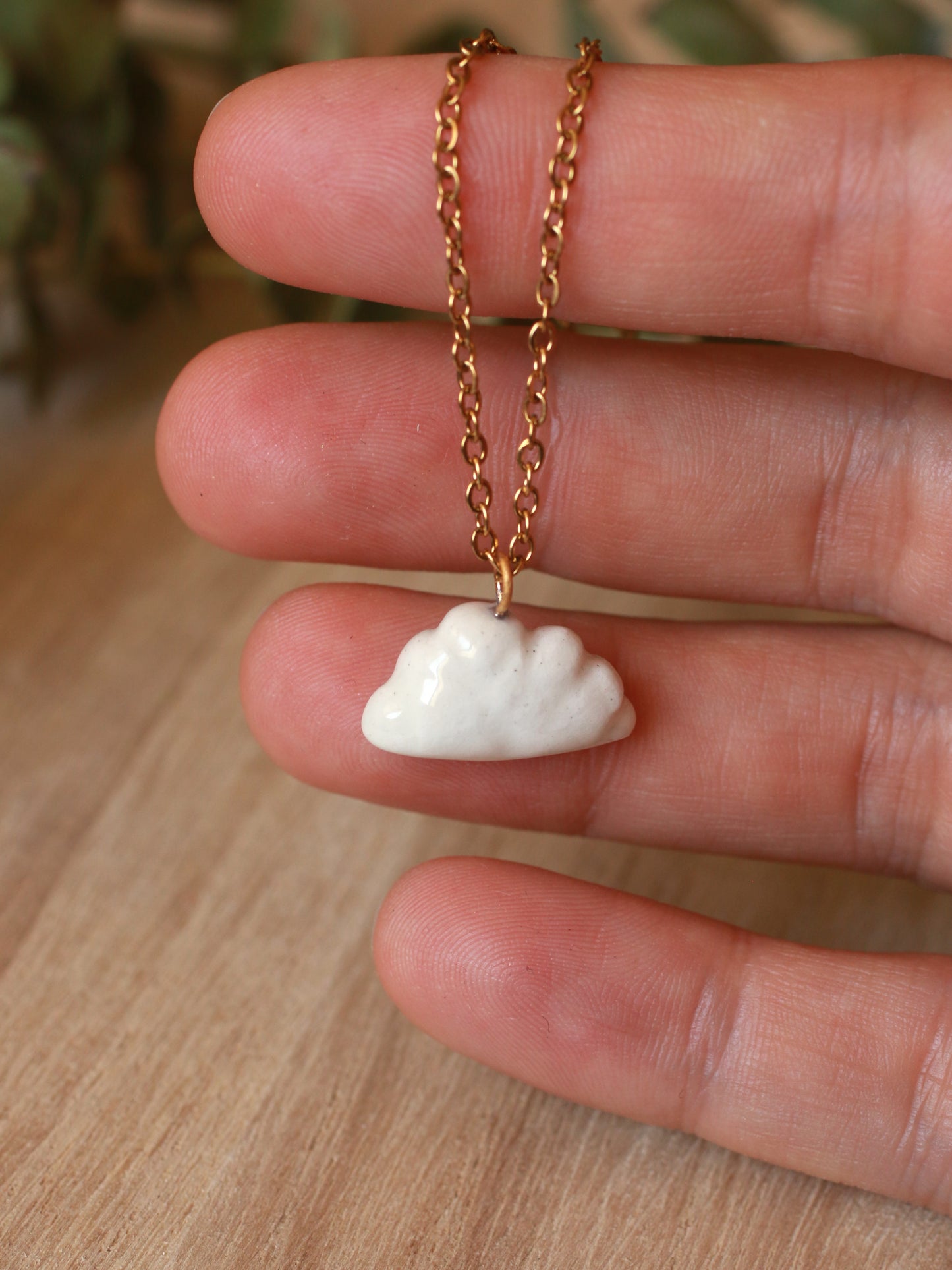Ceramic tiny cloud necklace