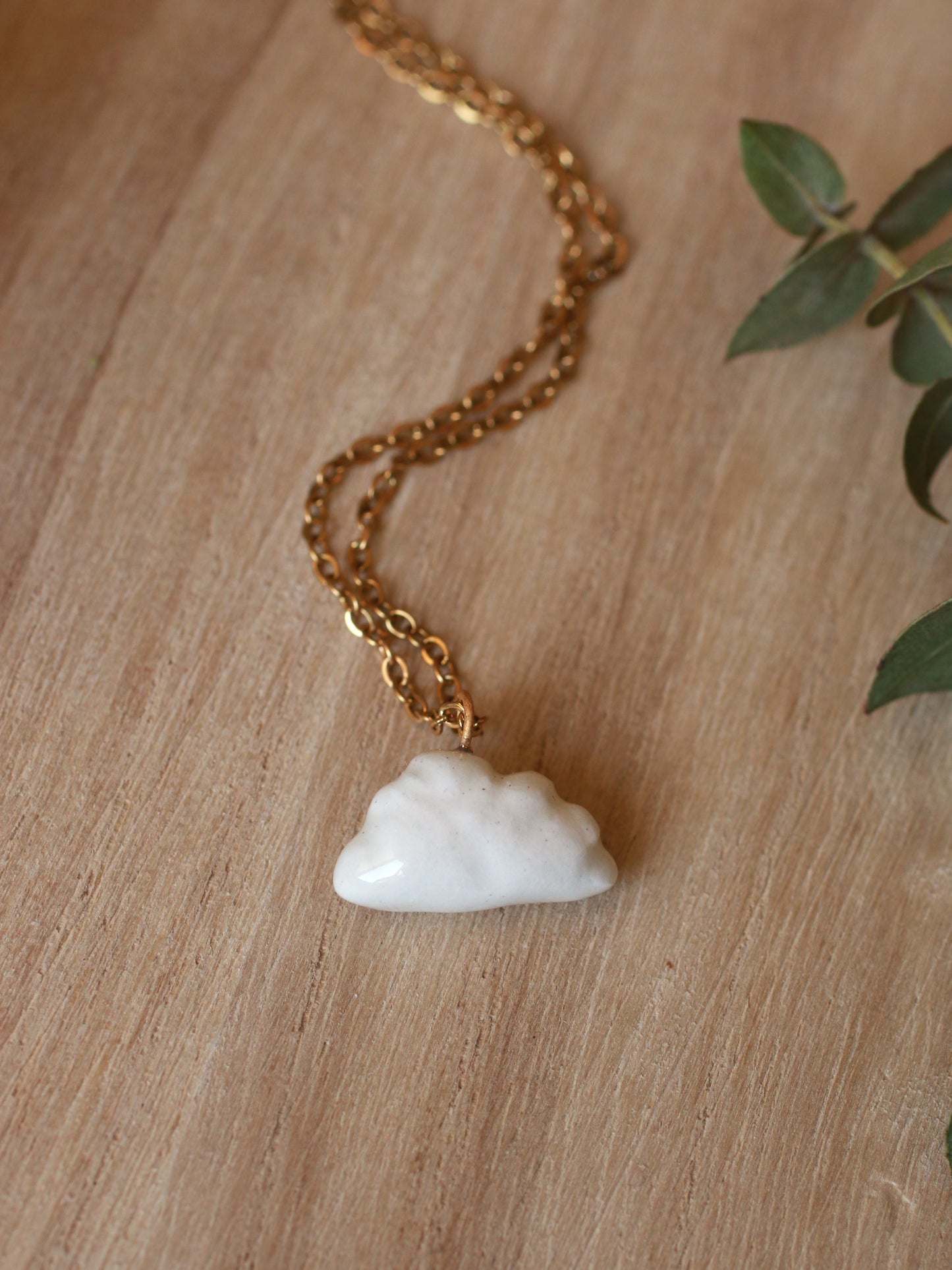 Ceramic tiny cloud necklace