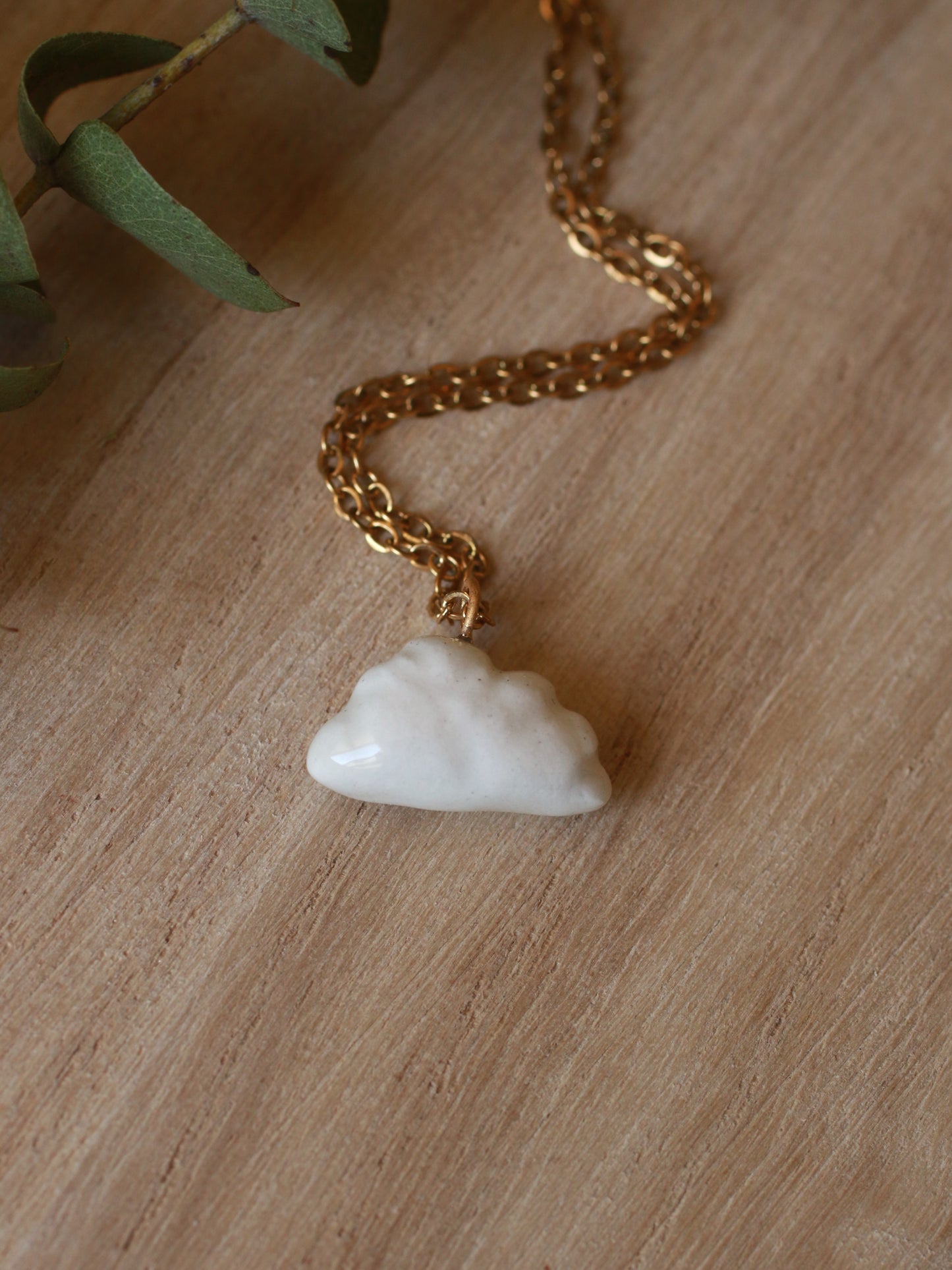 Ceramic tiny cloud necklace