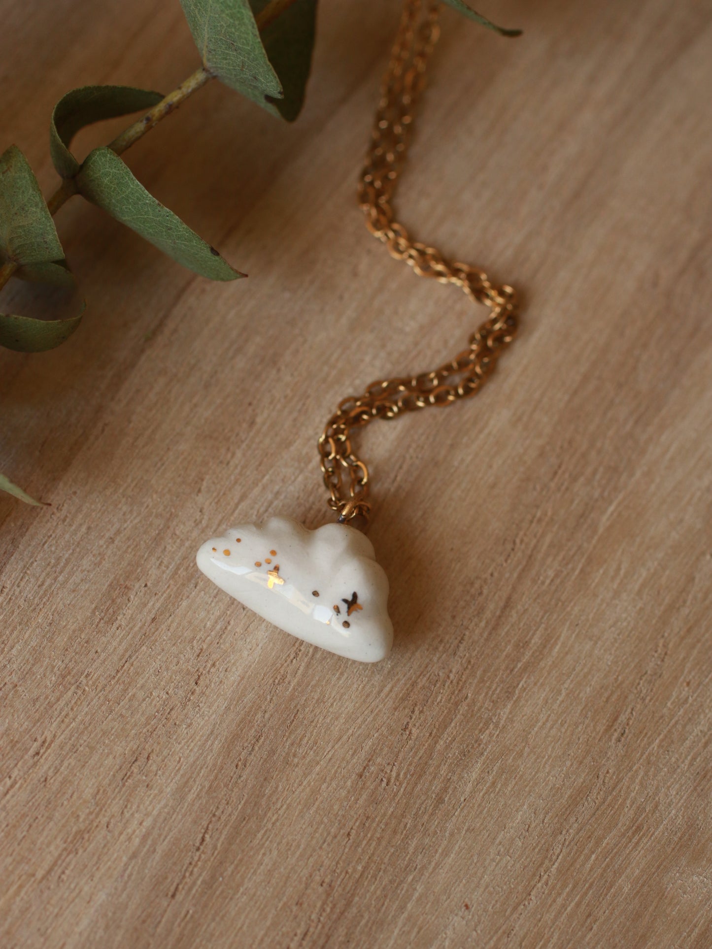 Ceramic tiny cloud necklace