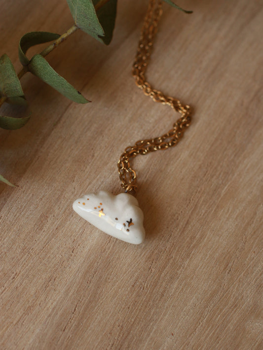 Ceramic tiny cloud necklace