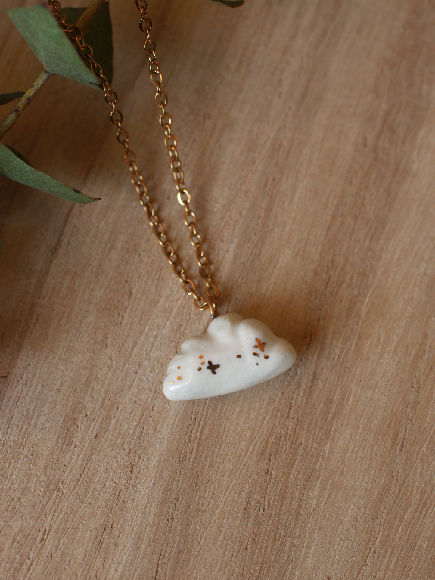 Ceramic tiny cloud necklace