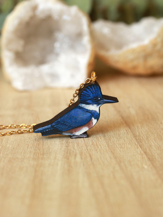 Belted kingfisher necklace