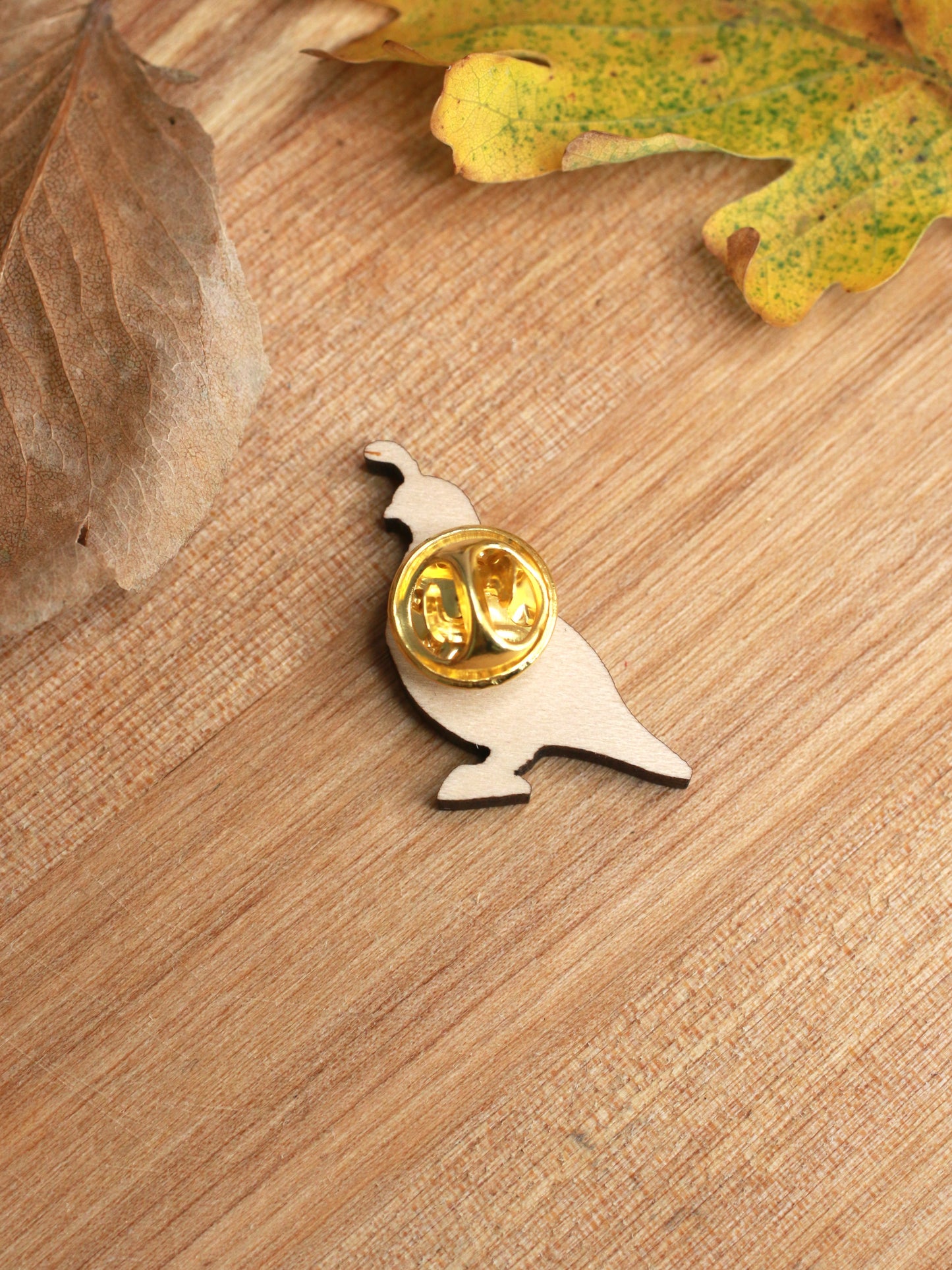 Quail pin - wooden quail brooch