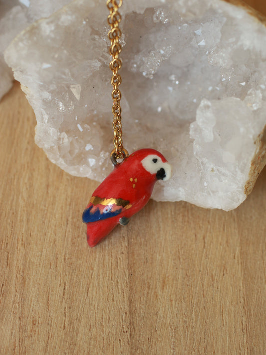 Scarlet macaw necklace
