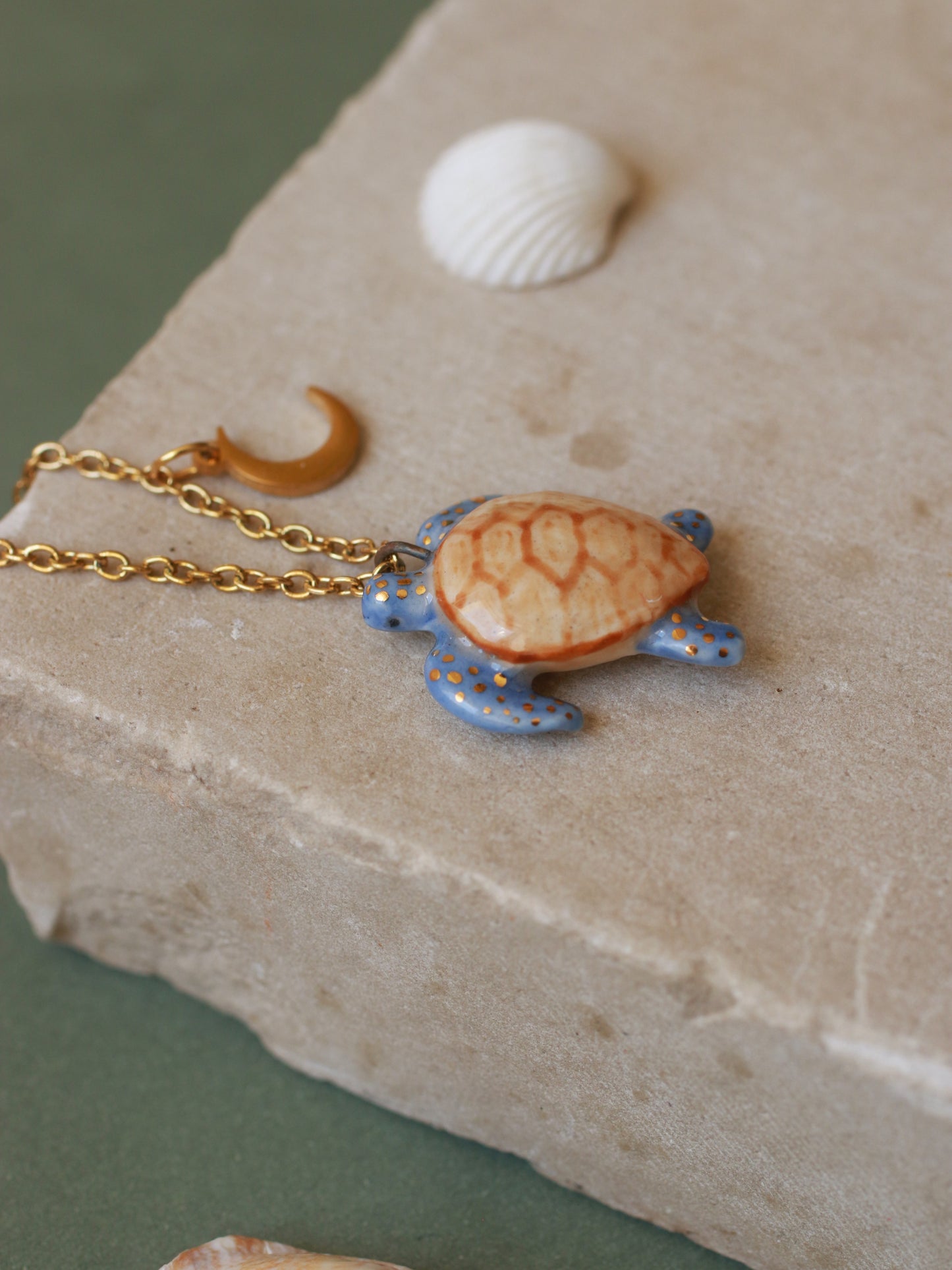 Blue sea turtle necklace