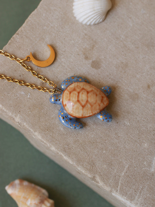 Blue sea turtle necklace