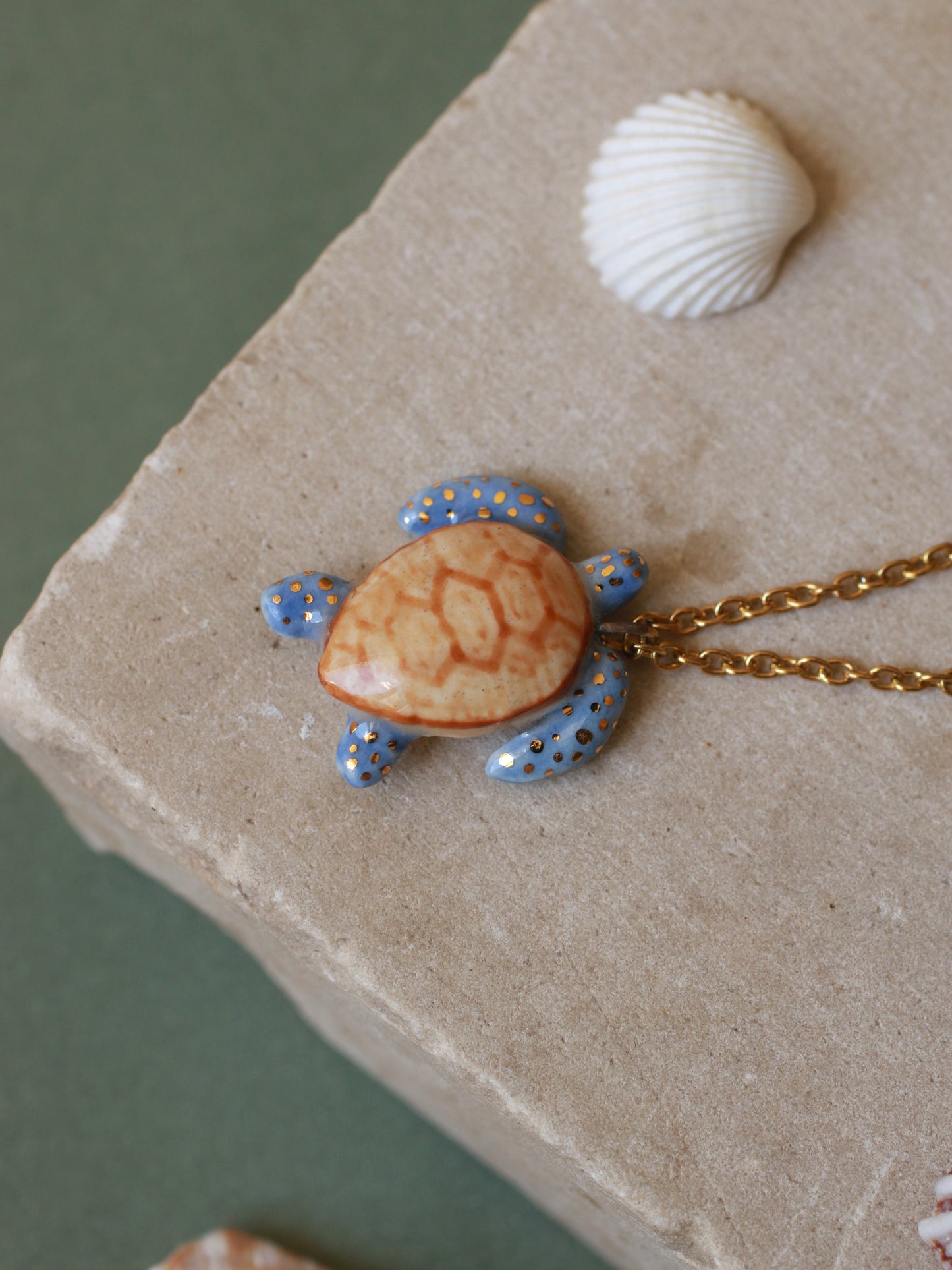 Blue sea turtle necklace