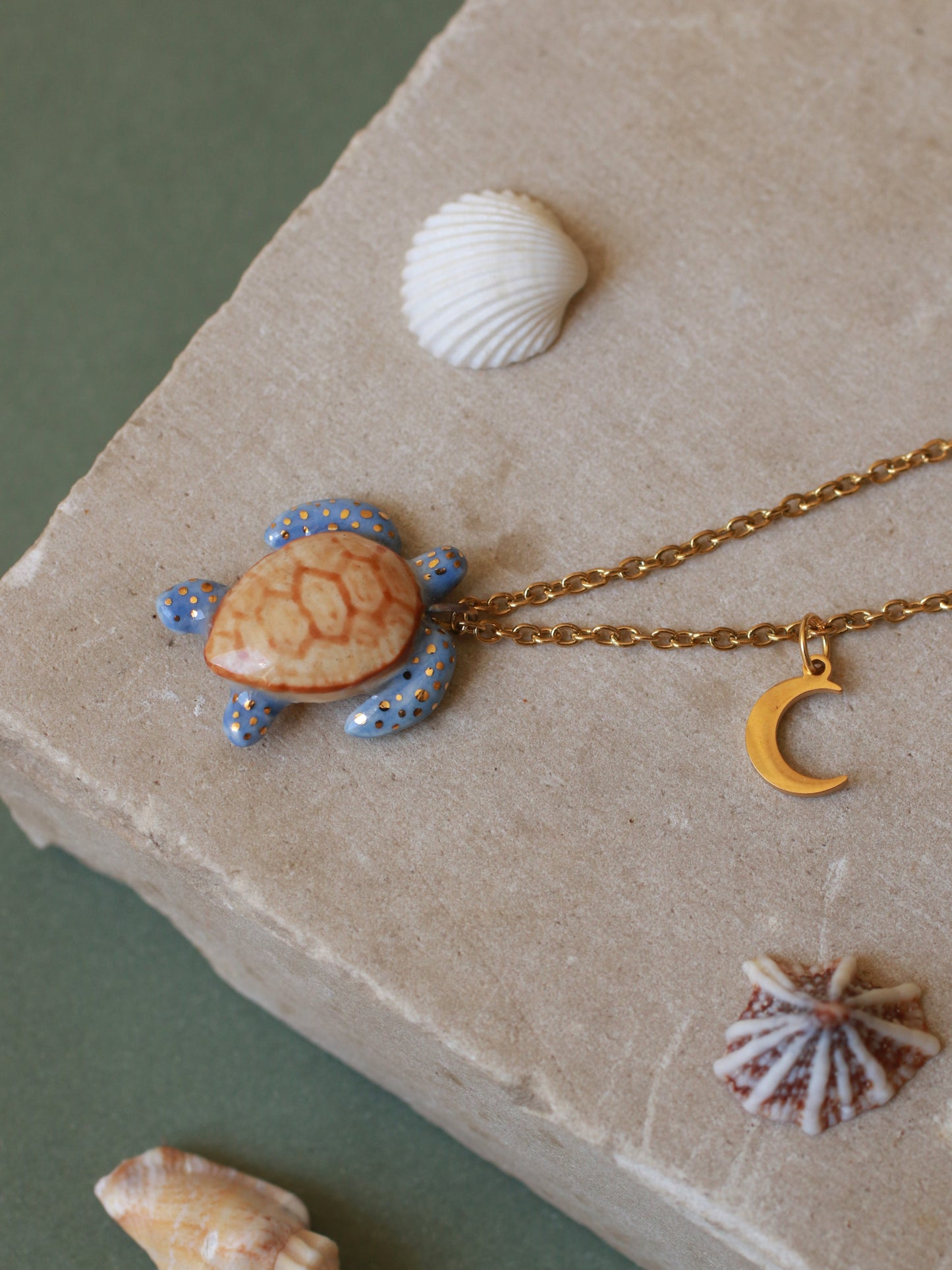 Blue sea turtle necklace