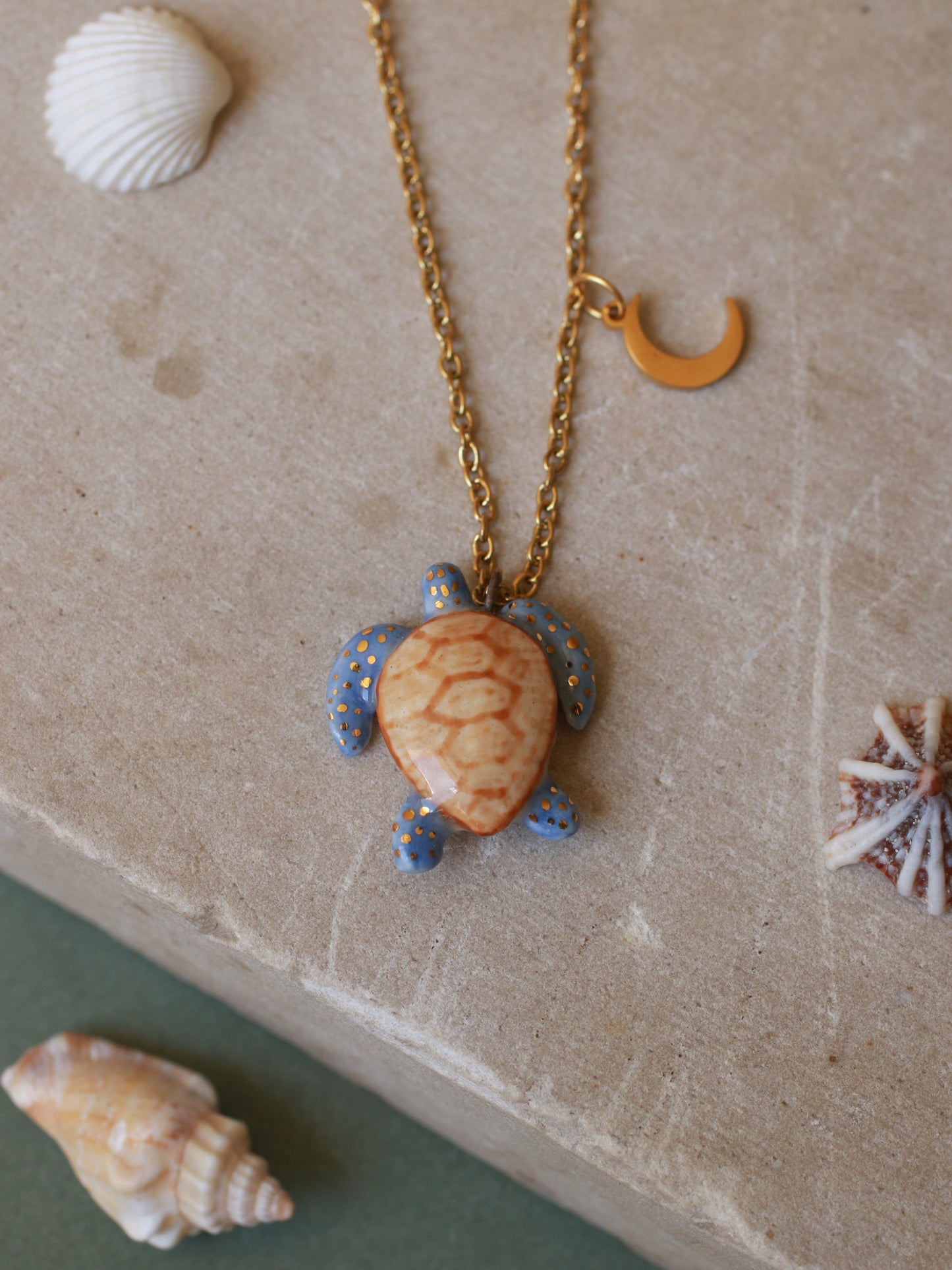 Blue sea turtle necklace