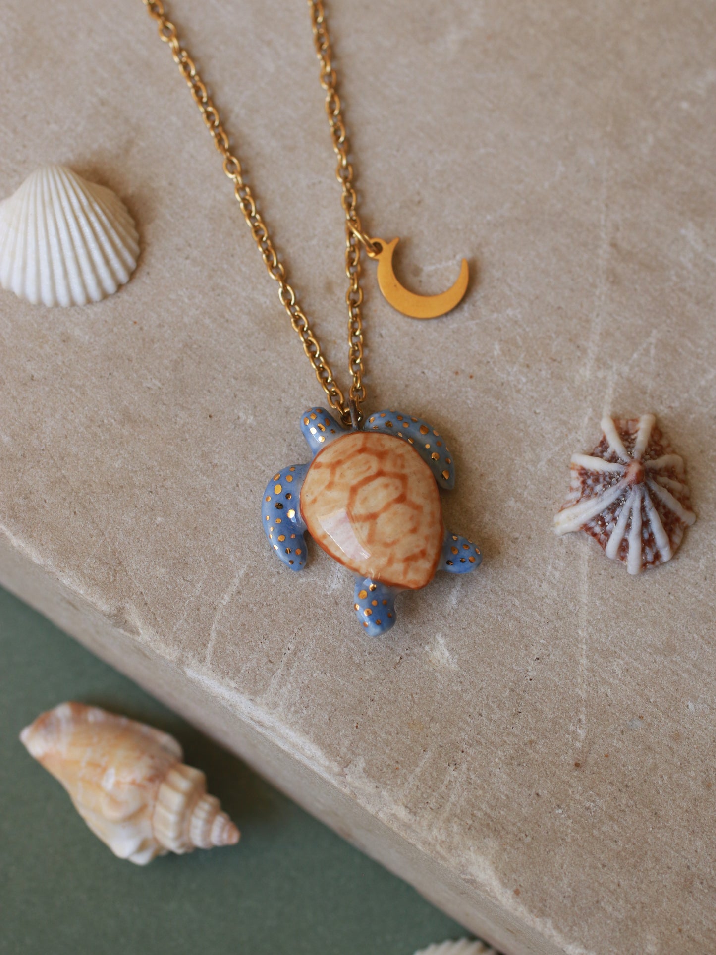Blue sea turtle necklace