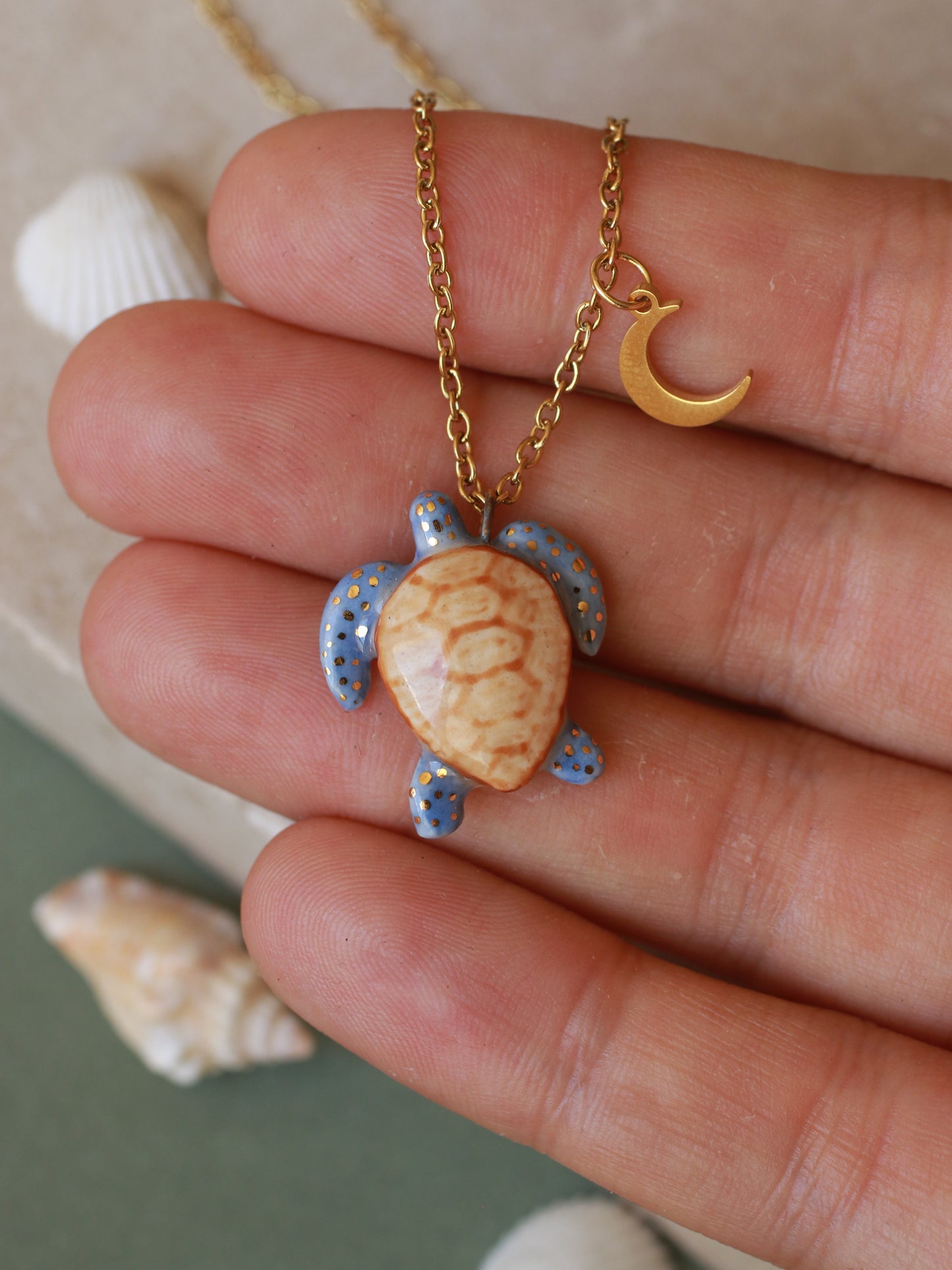 Blue sea turtle necklace