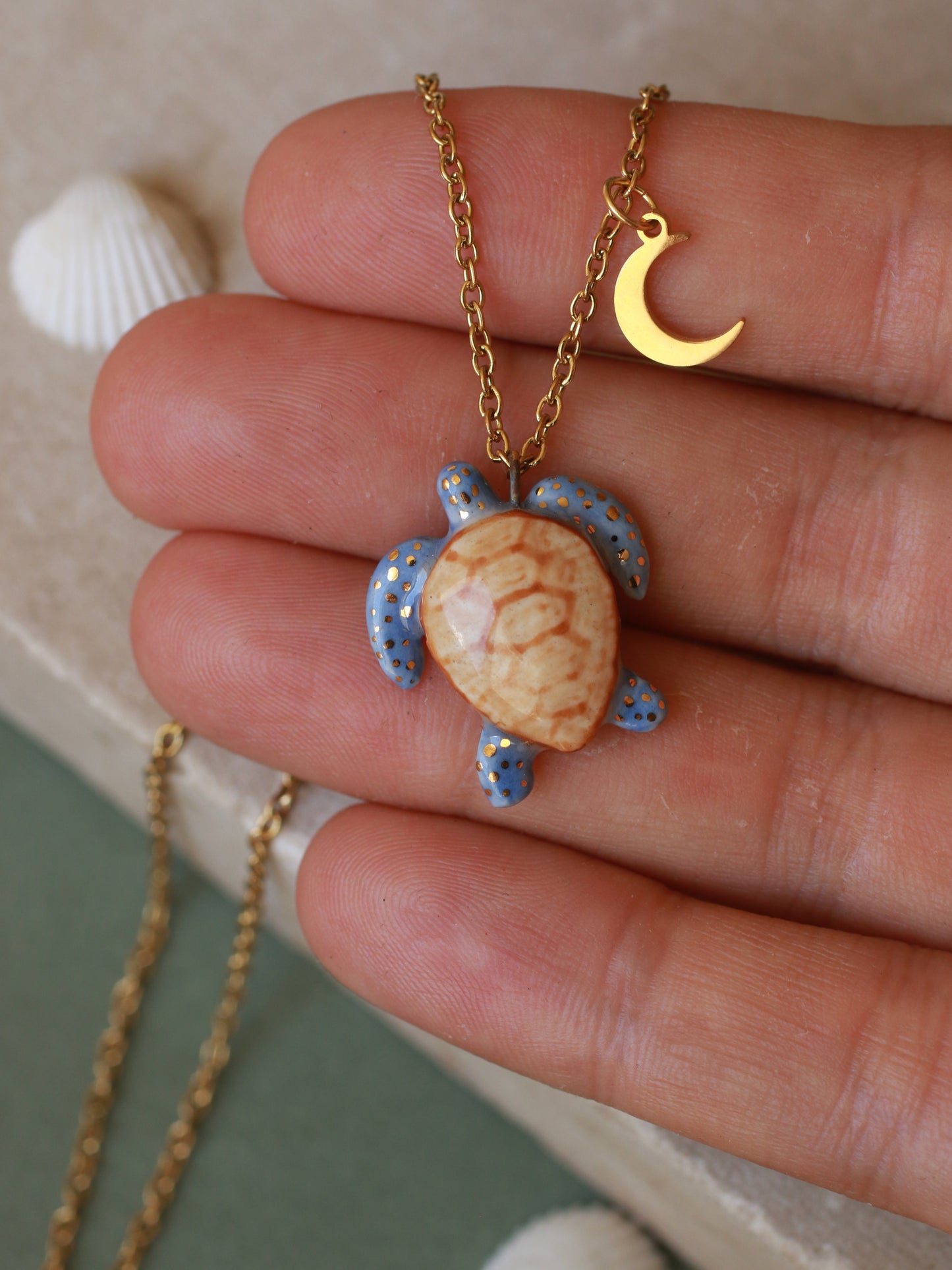 Blue sea turtle necklace