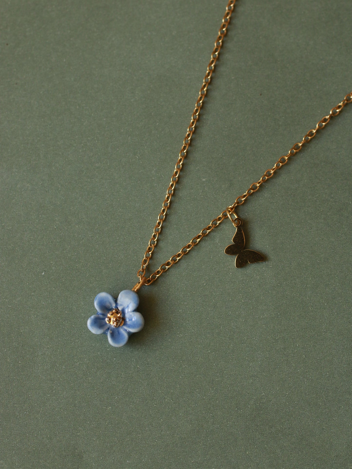 Forget me not flower necklace