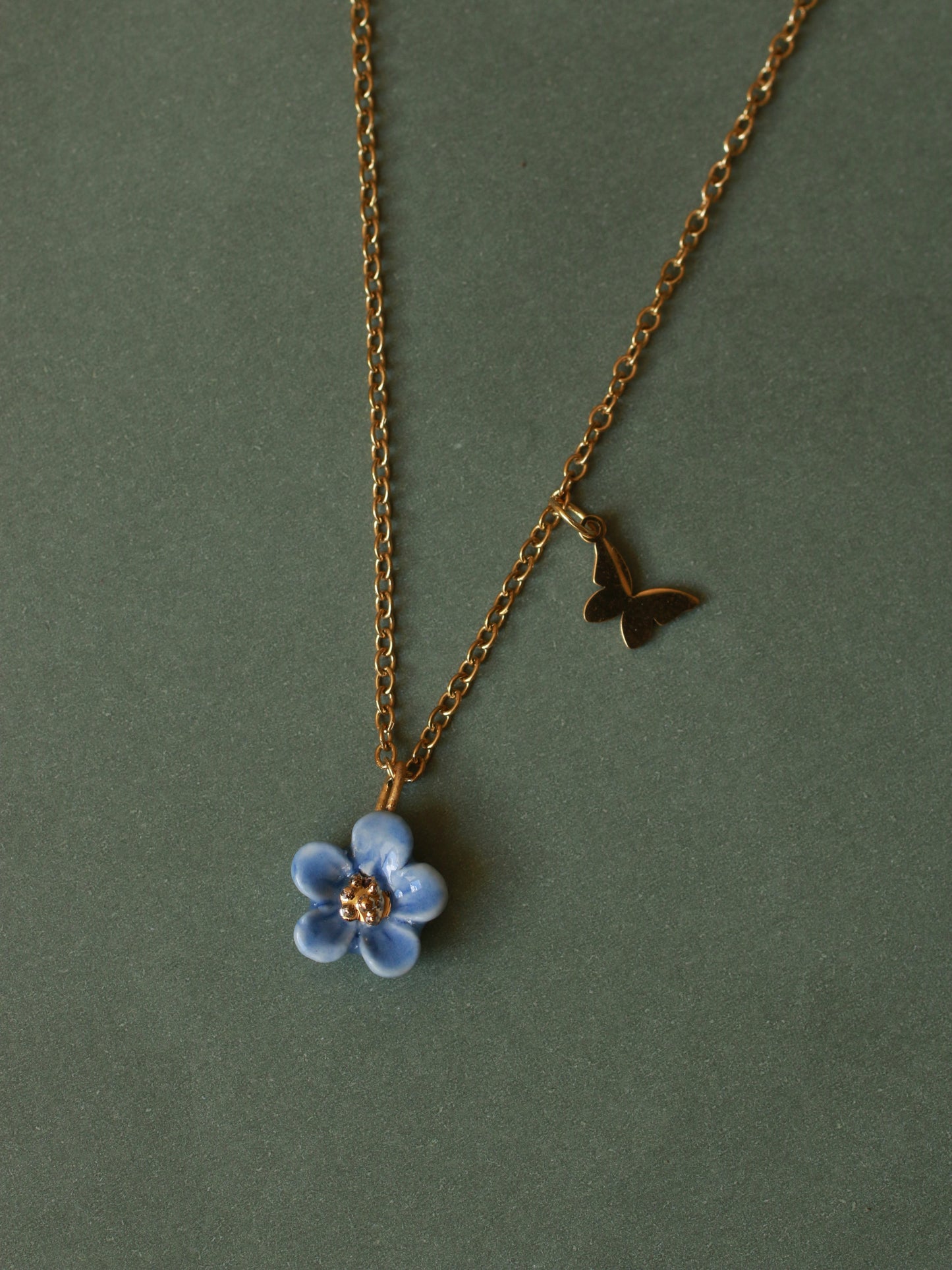 Forget me not flower necklace