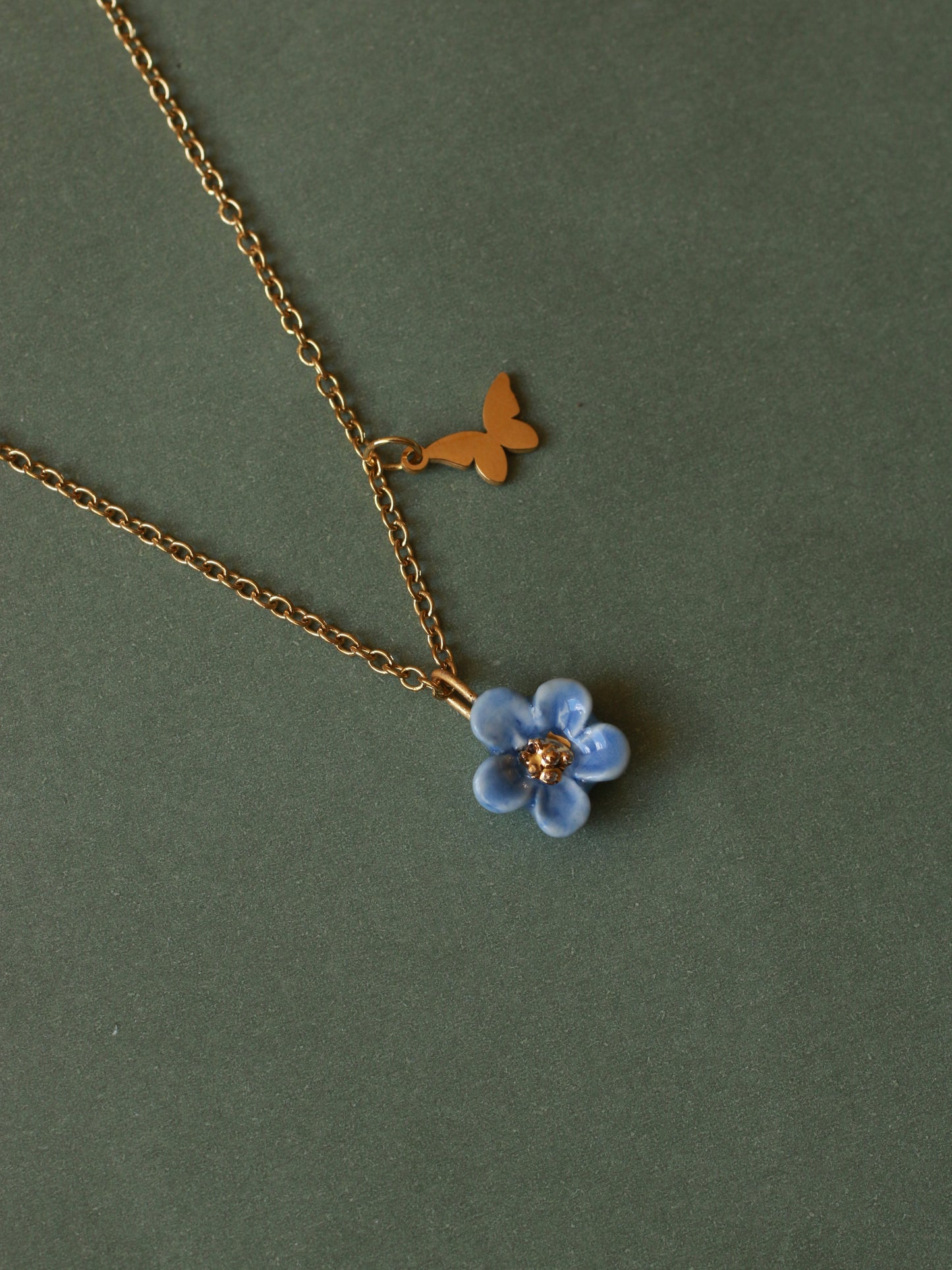 Forget me not flower necklace