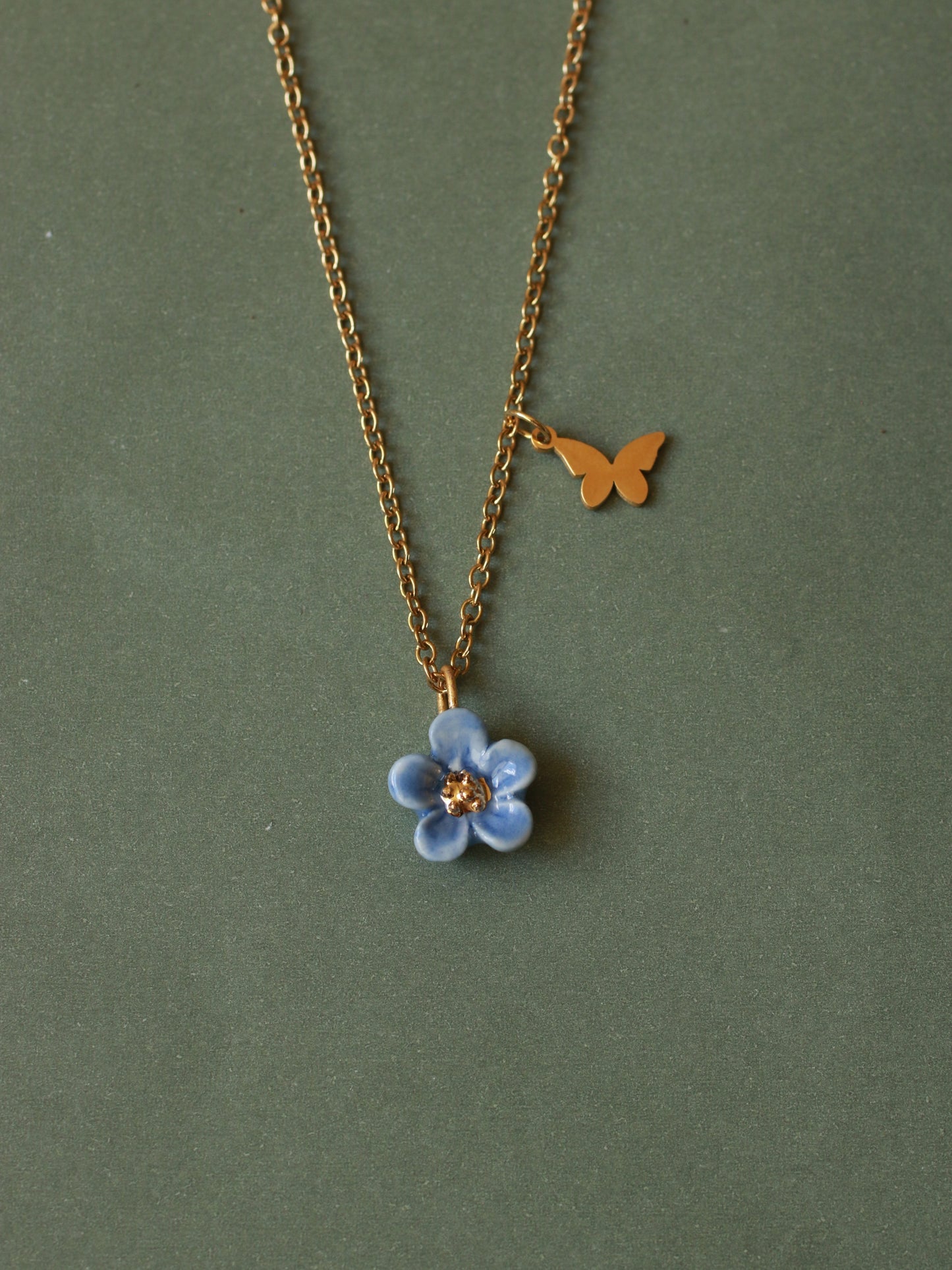 Forget me not flower necklace