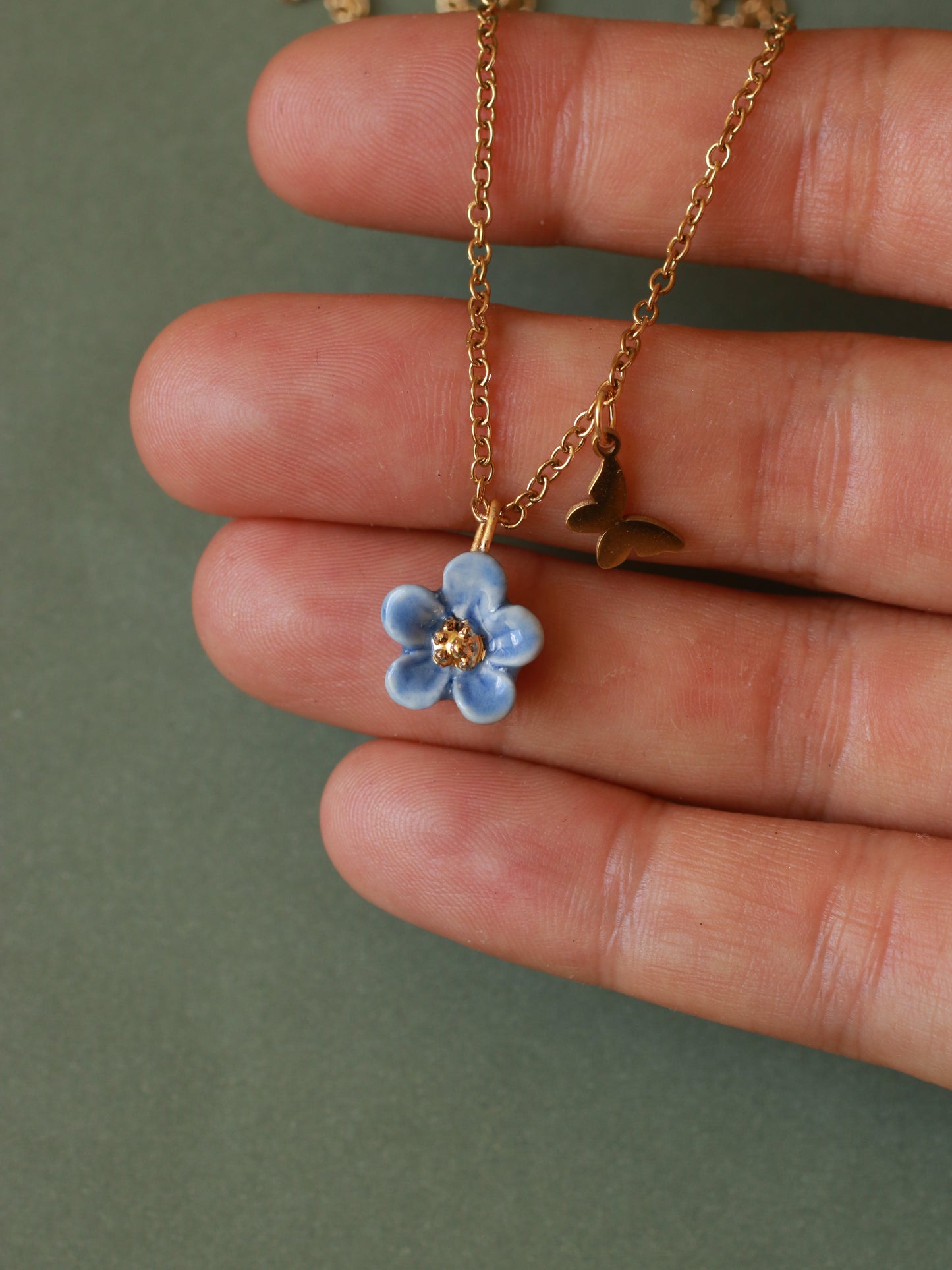 Forget me not flower necklace